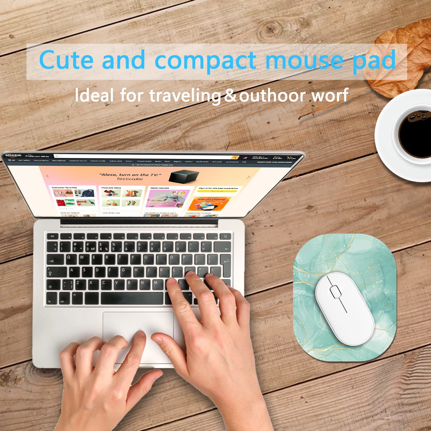 6x7 Inch Small Mouse Pad for Laptop - Non-Slip Rubber Base Waterproof Mouse Mat - Mini Wireless Mouse Pad for Home Office & Travel - Light Green Marble Design - Perfect for Desktops, Laptops & Workspaces
