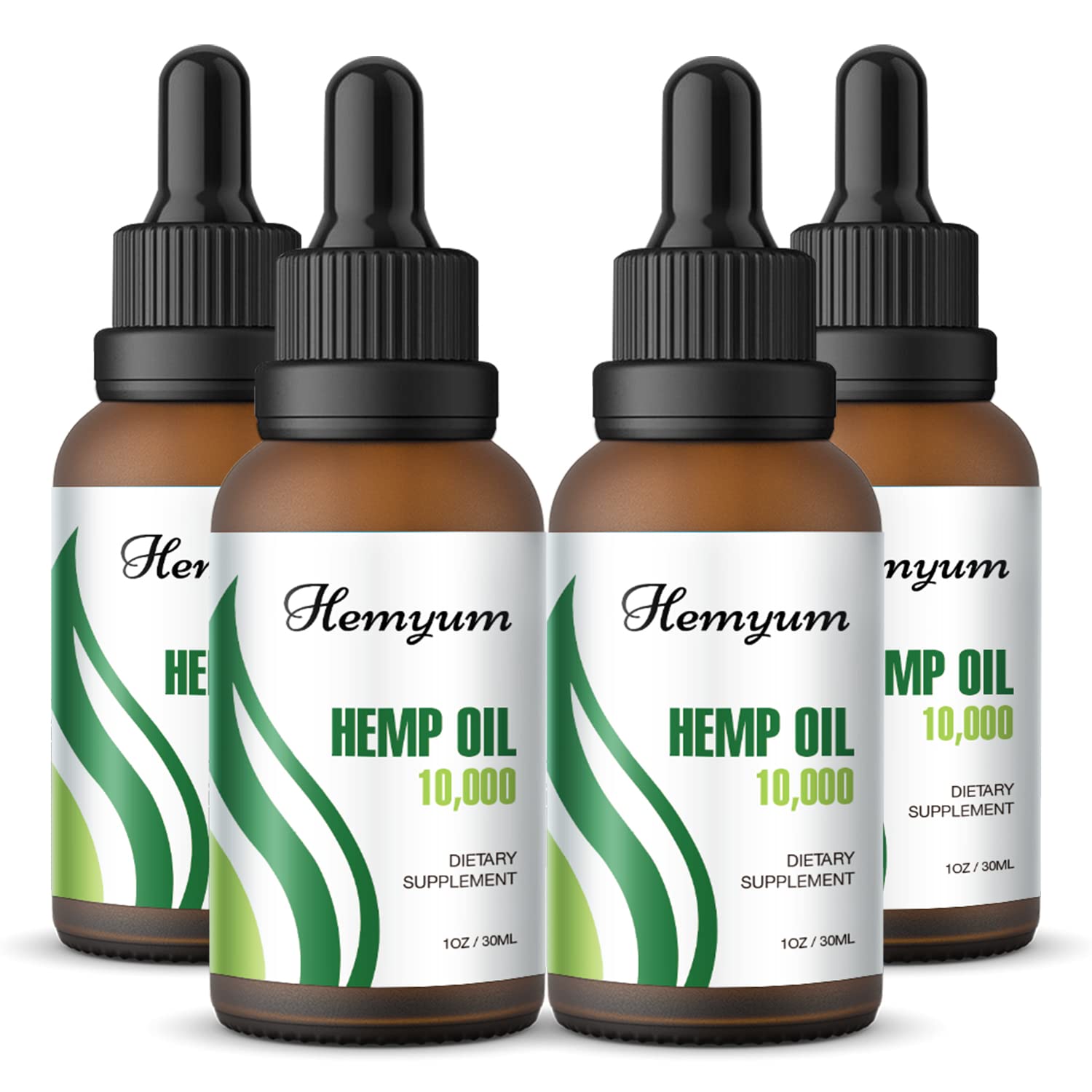Premium Organic Hemp Oil Drops by Hemyum - 3000mg Maximum Strength CBD Tincture for Anxiety Relief, Stress Reduction & Better Sleep - Vegan, Non-GMO, USDA Certified Organic Hemp Extract - Made in USA (4-Pack) - Perfect for Nighttime Relaxation, Meditation & Daily Wellness Routine