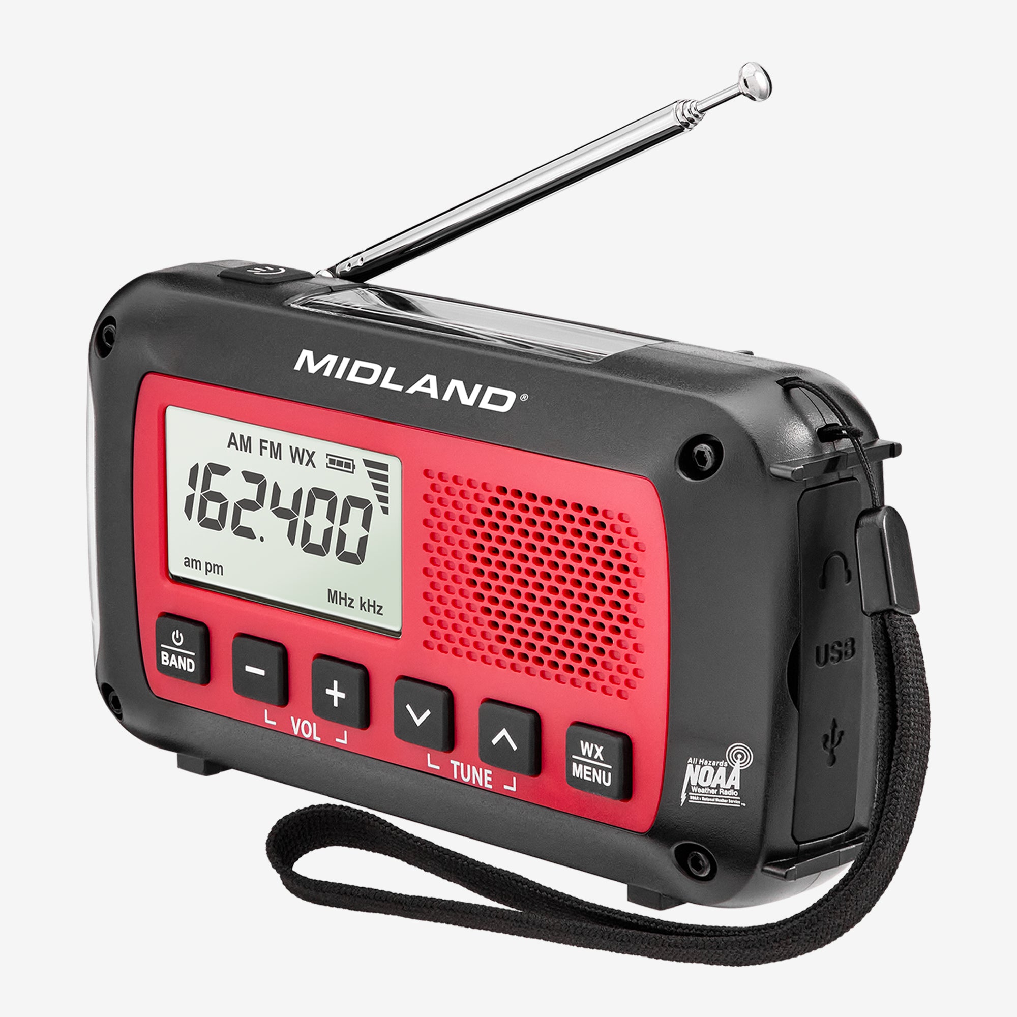 ER40 Portable Emergency Weather Alert Crank Radio - NOAA Weather Radio with AM/FM, Solar Power & USB Charger - Perfect for Camping, Hiking & Power Outages