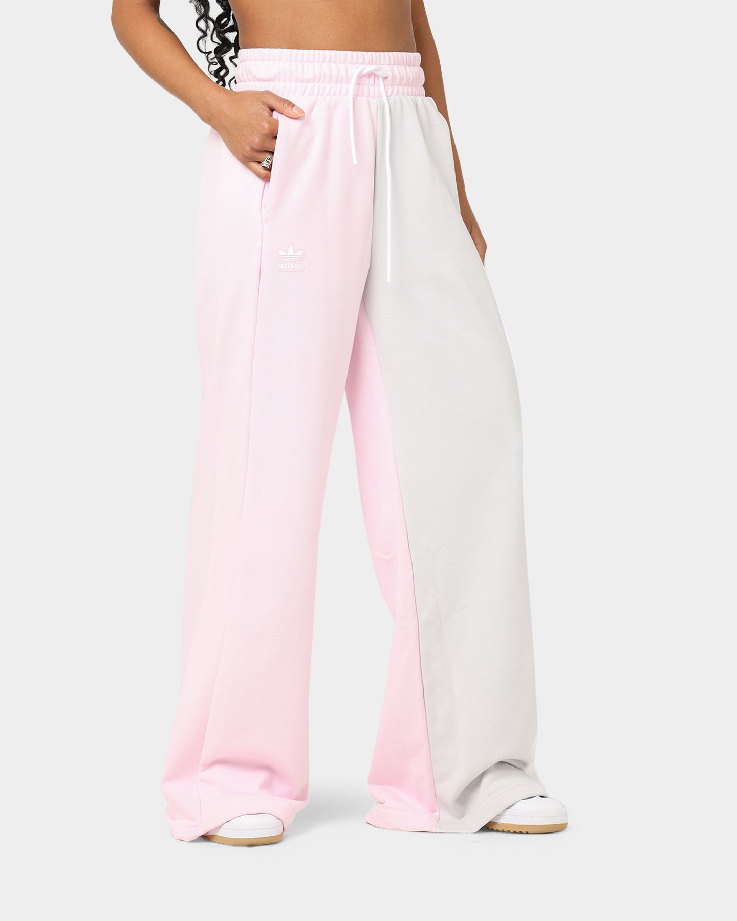 Adidas Women's Wide Leg Sweatpants - Soft Fleece Joggers with Elastic Waistband, Clear Pink Lounge Pants for Yoga, Running & Casual Wear