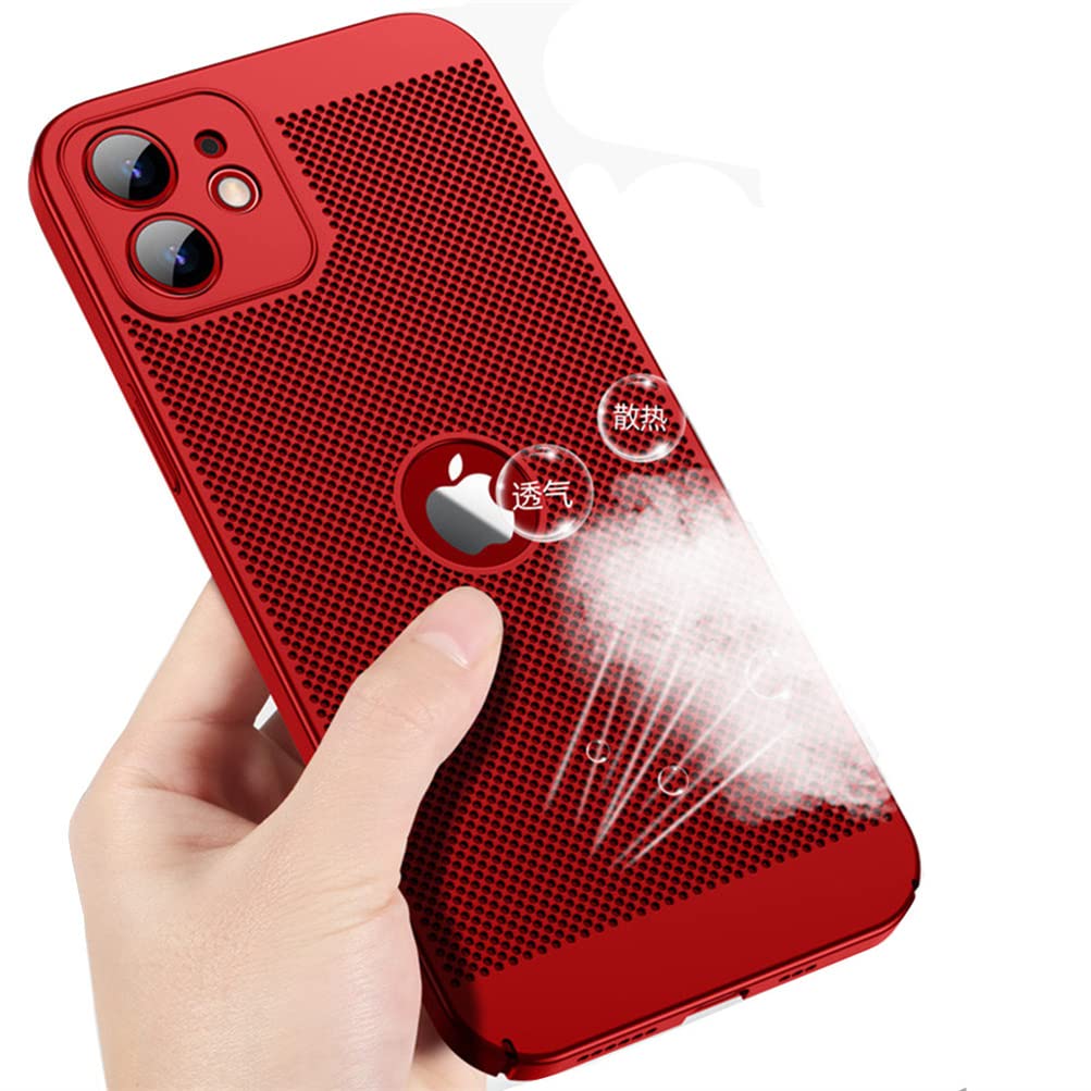 Ultra-Thin Slim Fit iPhone 12 Pro Max Case (6.7 inch 2020) - Breathable Cooling PC Back Cover with Skin Touch Feel & Heat Dissipation Technology | Perfect for Daily Use, Work & Outdoor Activities | Red