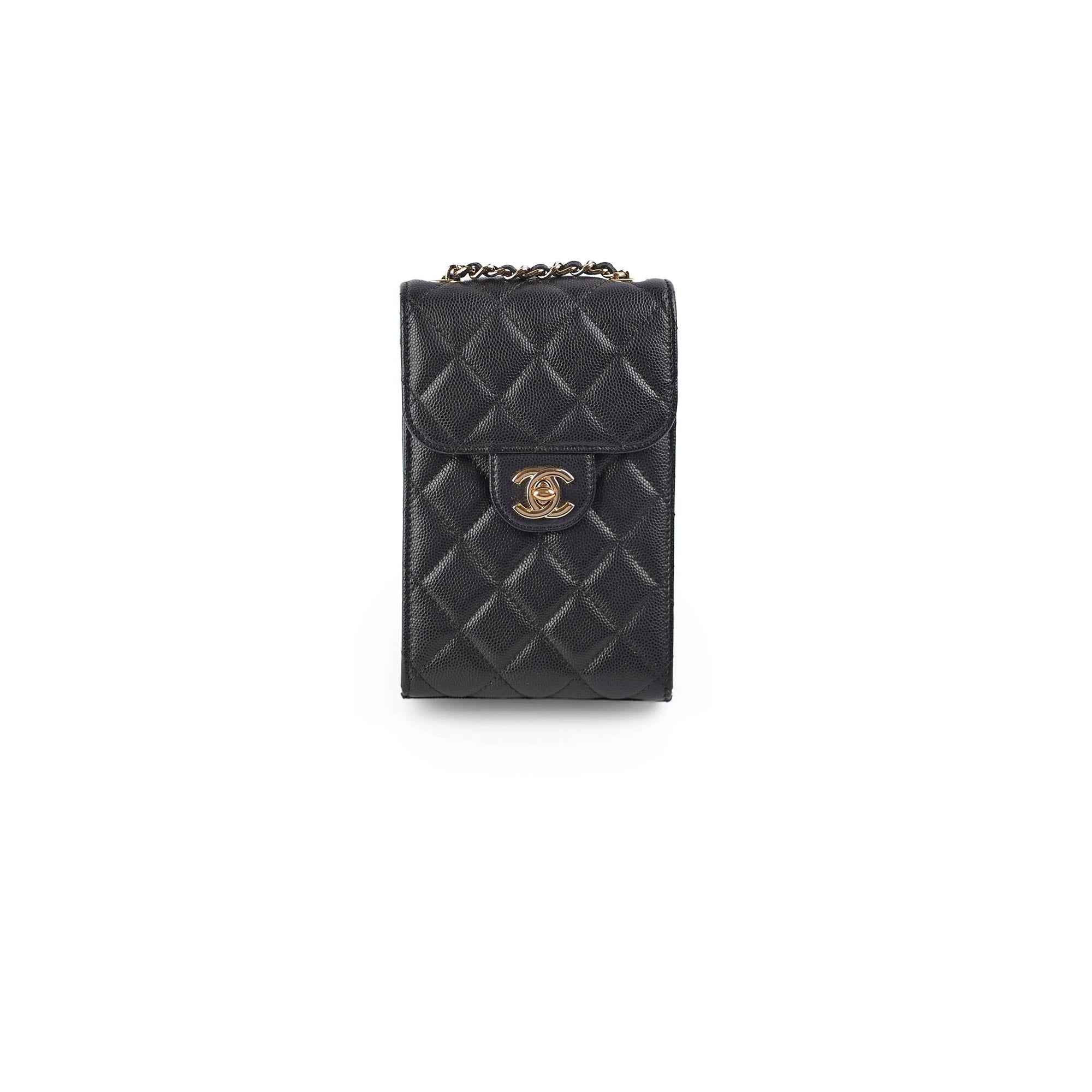 Chanel Caviar Quilted Leather Phone Holder Crossbody Bag for iPhone 15 Pro Max - Luxury Designer Phone Pouch for Women, Perfect for Parties, Shopping & Daily Use