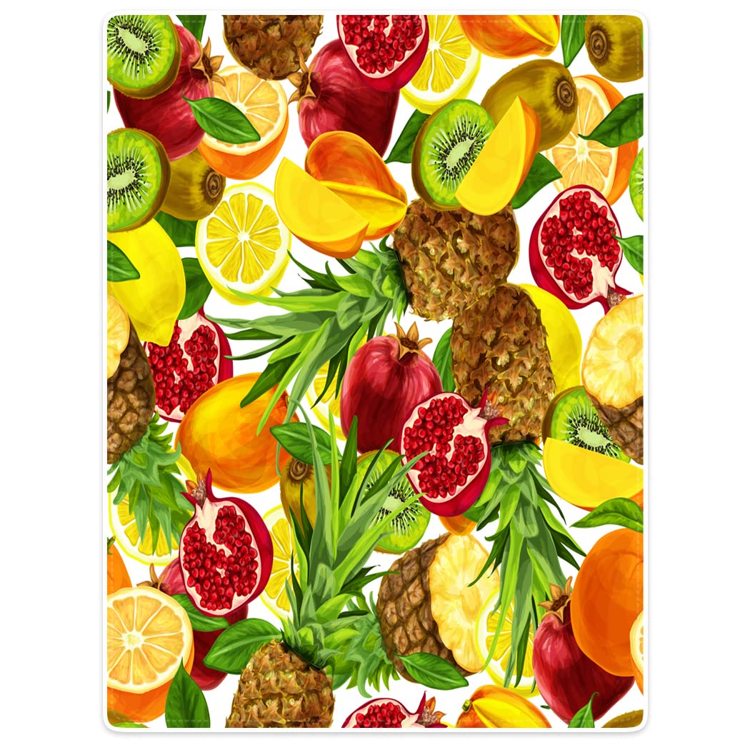 KLRIGR 40x50 Inch Soft Plush Flannel Throw Blanket - Ultra Warm Cozy Blanket for Couch, Bed, Sofa - Pineapple Orange Fruit Design - Perfect for Winter, Camping, Gifts & Home Decor