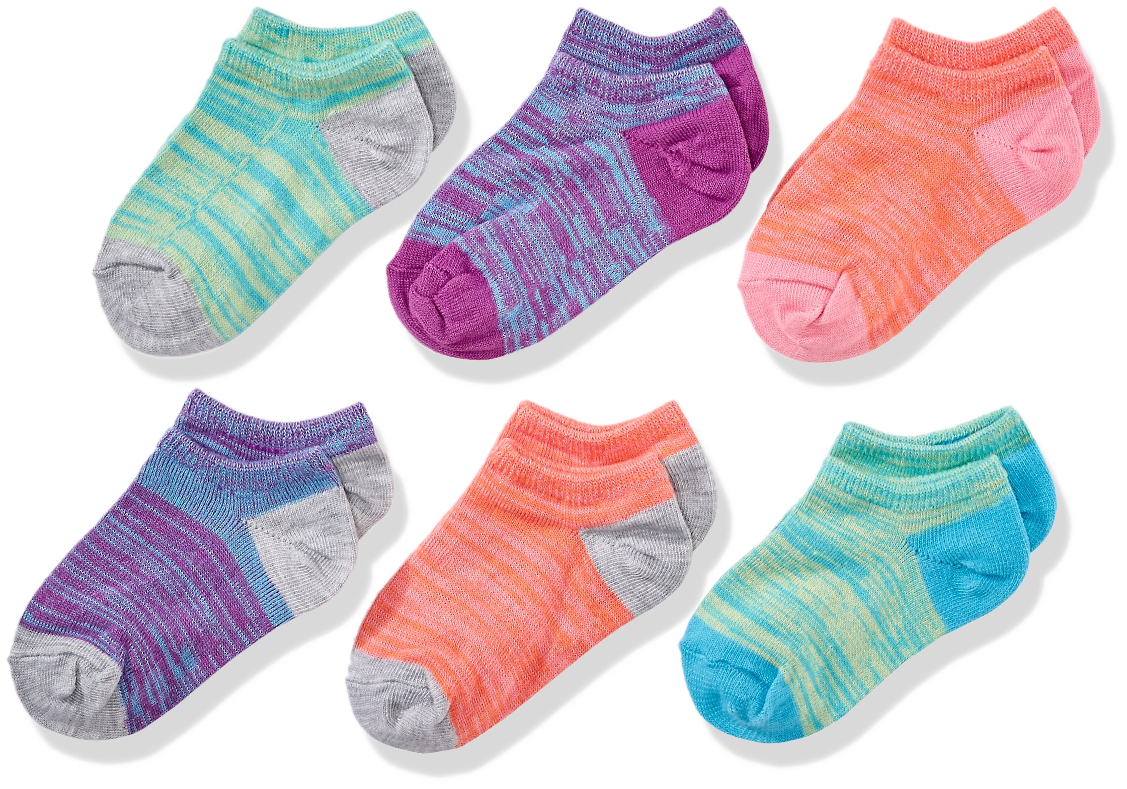 Fruit of the Loom Girls' No Show Socks 6-Pack - Breathable Low Cut Ankle Socks for School, Sports & Everyday Wear