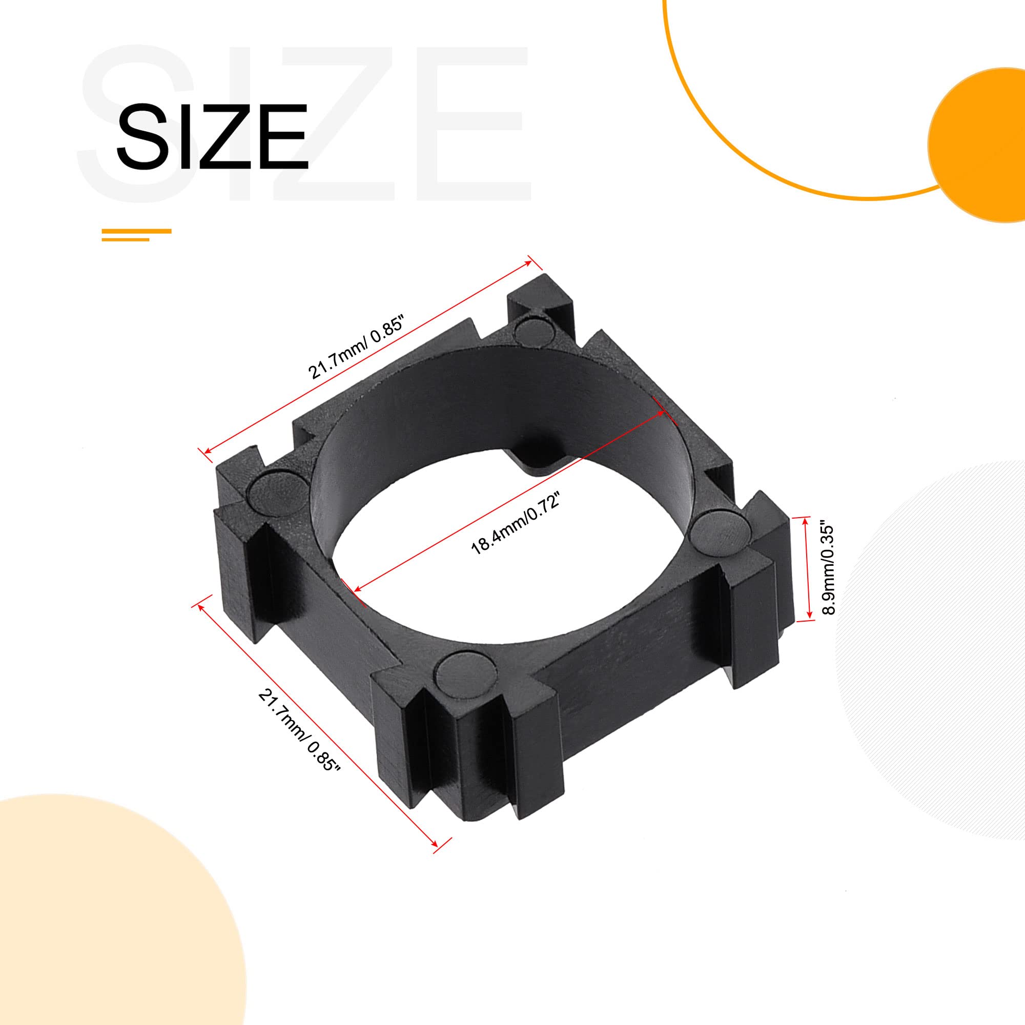 MECCANIXITY 18.4mm Battery Holder Bracket - 100 Pcs DIY Battery Pack Kit for 18650 Cells | Perfect for Robotics, Flashlights, and Electronic Projects