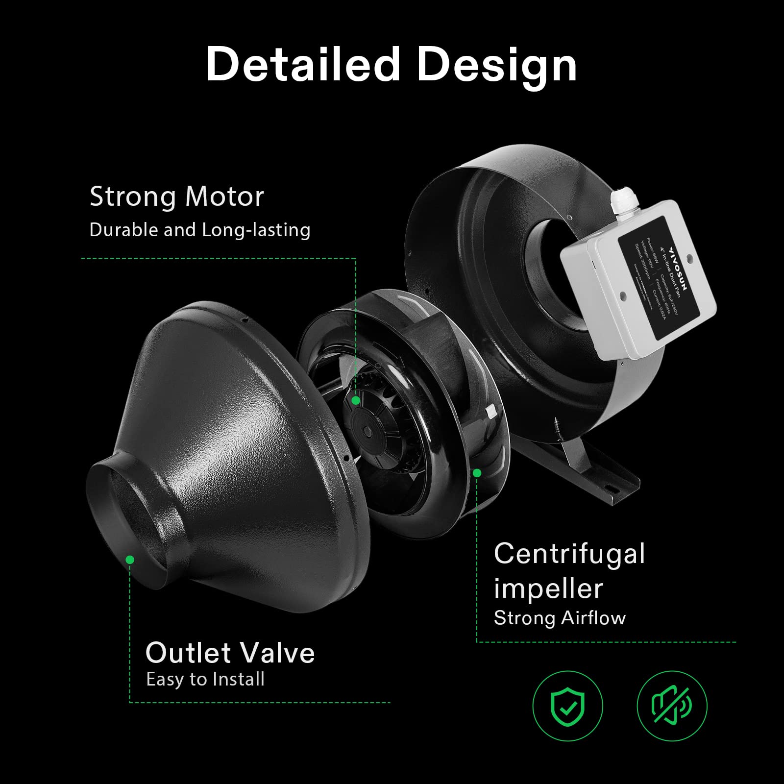 VIVOSUN 4 Inch 203 CFM Inline Fan with Speed Controller, Carbon Filter & 8ft Ducting Combo - Air Filtration Kit with Digital Hygrometer Thermometer for Grow Tent, Hydroponics & Indoor Gardening