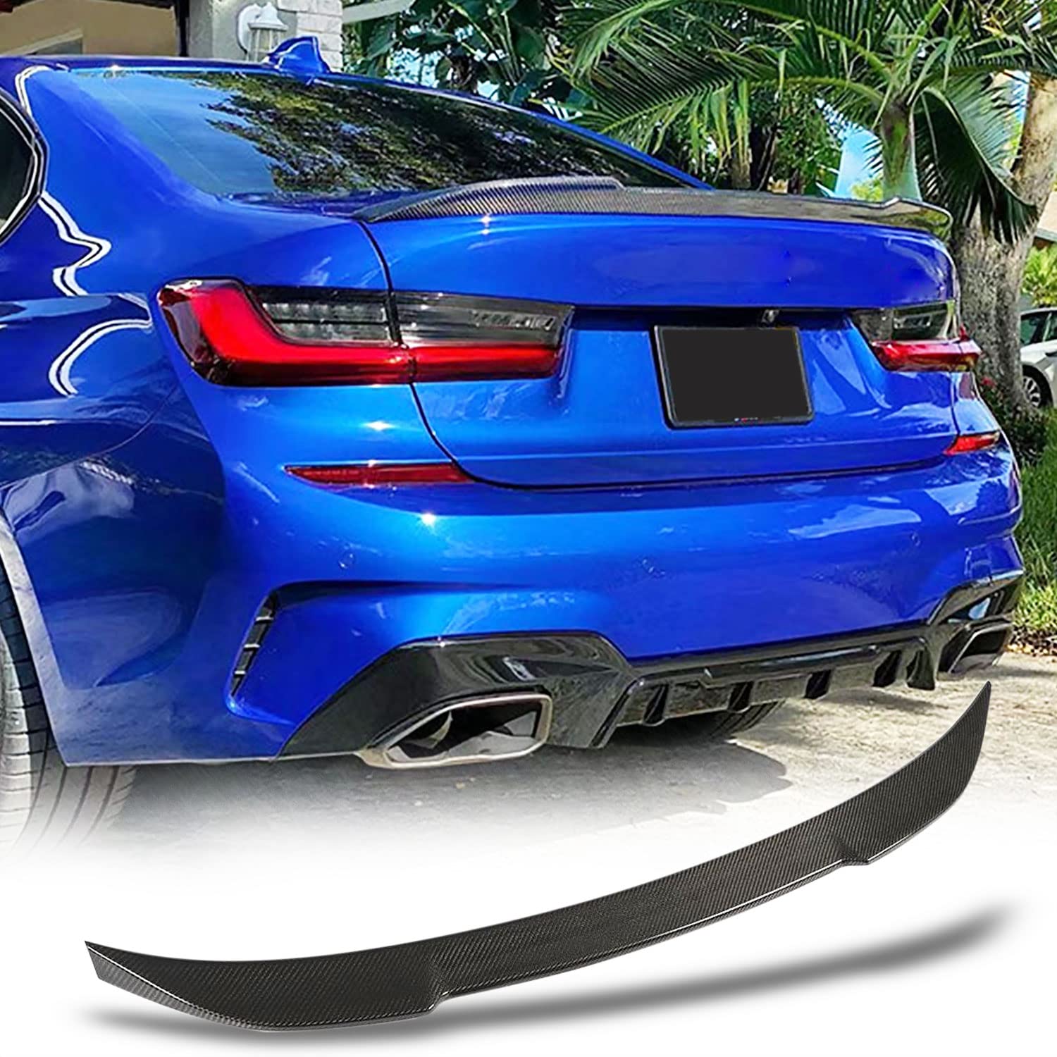 Carbon Fiber Trunk Spoiler for BMW 3 Series G20 G80 (2019-2024) | High Kick Rear Wing Lip | Fits 320i 330i 330e M340i 318d 320d 330d Models | Enhances Aerodynamics & Sporty Look for Sedans