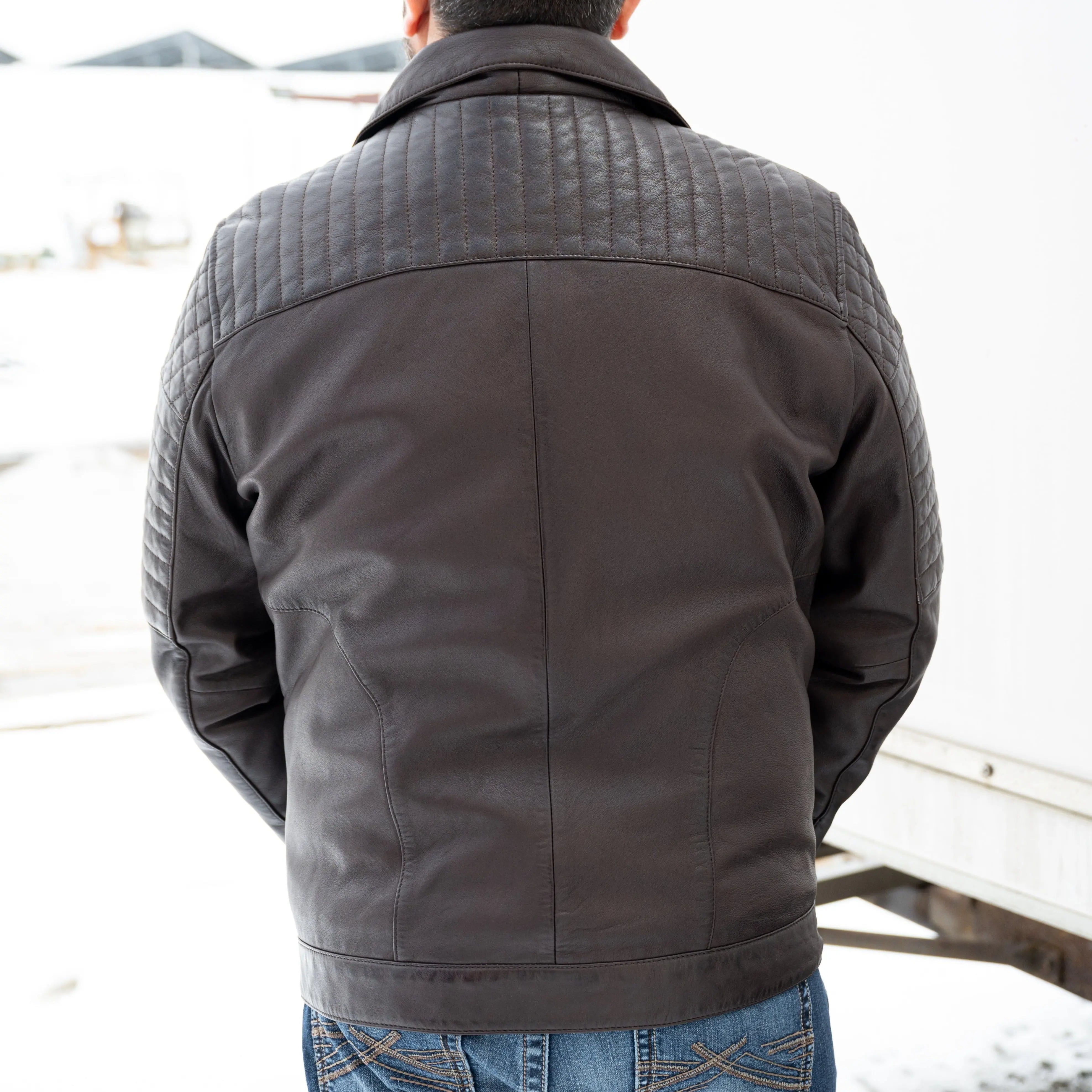 BOL Men's Classic Biker Look Zip-Up Leather Jacket - Vintage Motorcycle Style Outerwear for Riding & Casual Wear