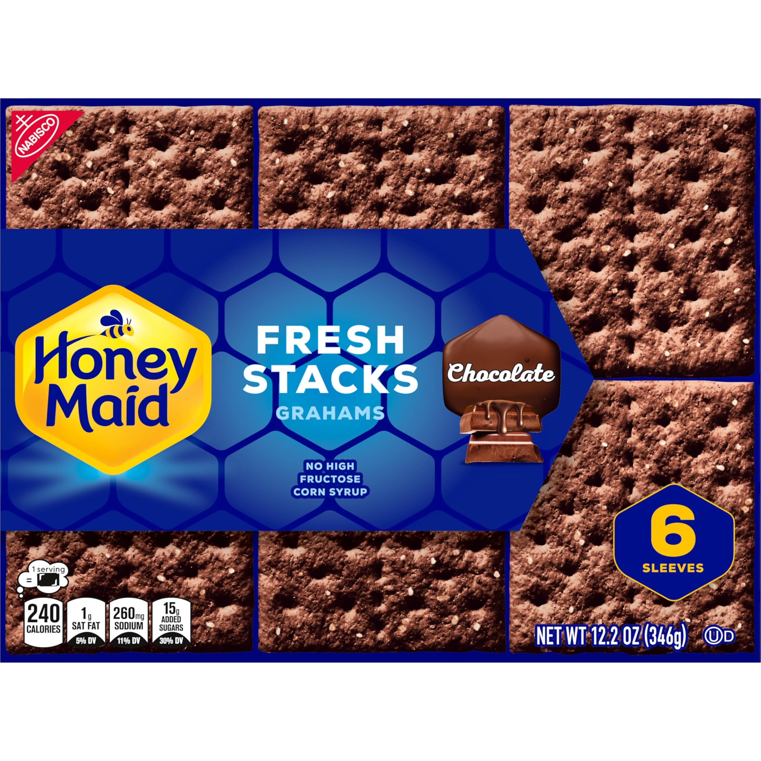 HONEY MAID Fresh Stacks Chocolate Graham Crackers - 36 Individually Wrapped Snack Packs (6 Boxes) | Bulk Travel Snacks for Kids, School Lunches & Office Break