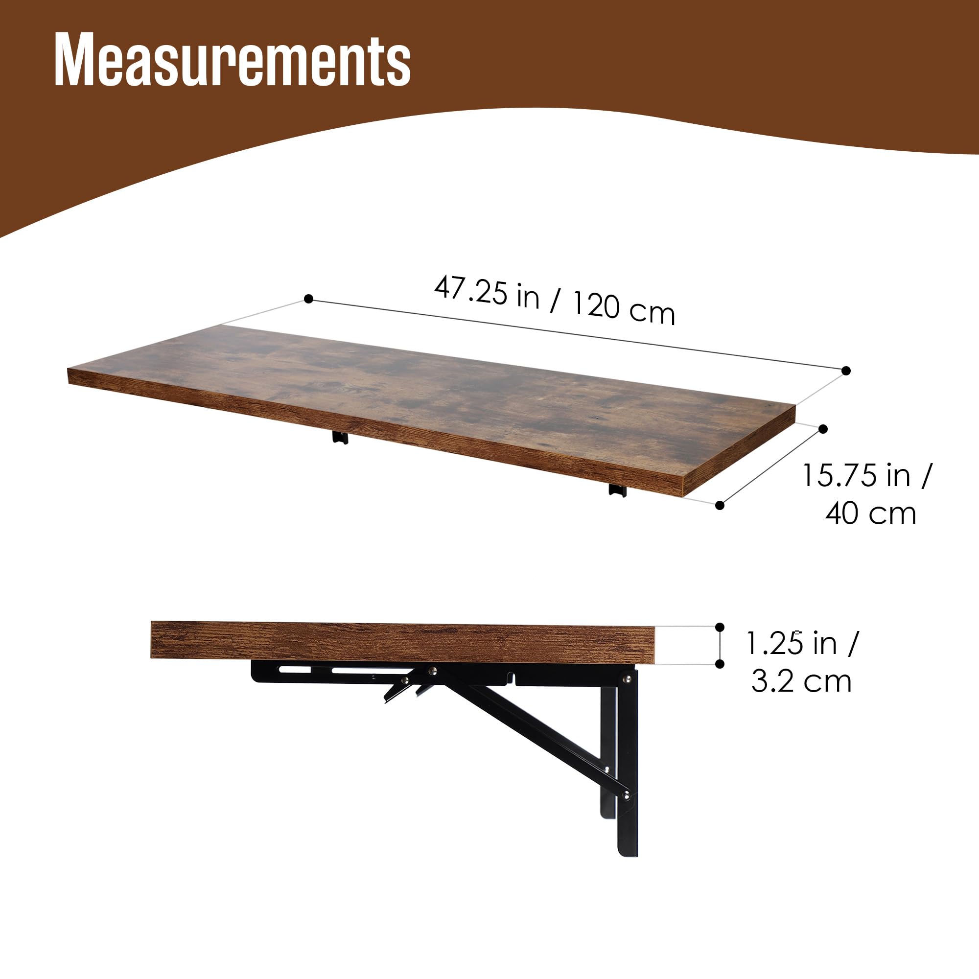 Foldable Wall Mounted Murphy Desk - Space Saving Floating Table for Laundry Folding, Home Office & Small Spaces | Perfect for Apartments, Dorms & Multi-Purpose Rooms