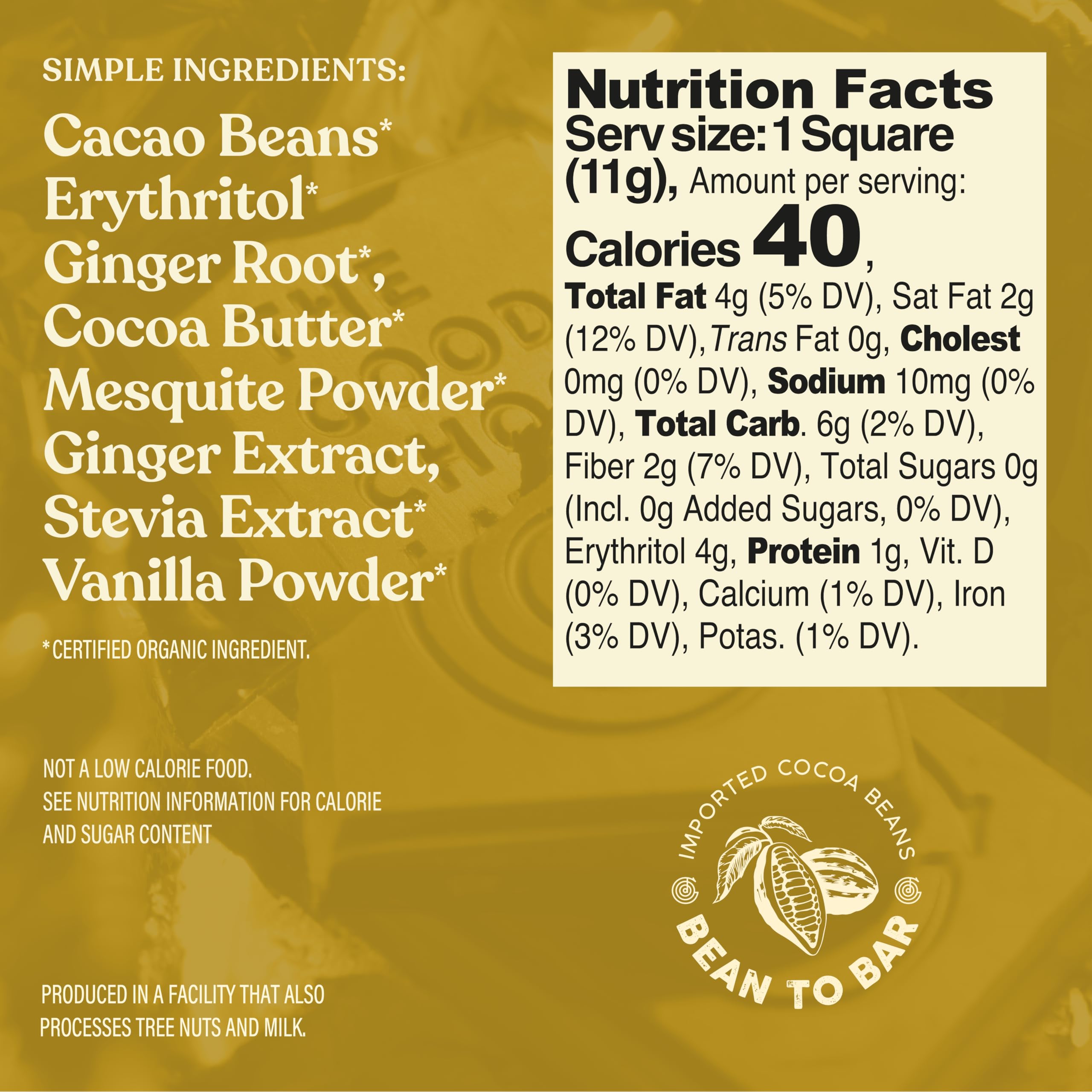 The Good Chocolate - Sugar-Free Ginger Chocolate Squares | Low Carb, Low Calorie Vegan Snack | 24-Piece Family Pack | Perfect for Keto Diet, Healthy Treats & Gift Giving