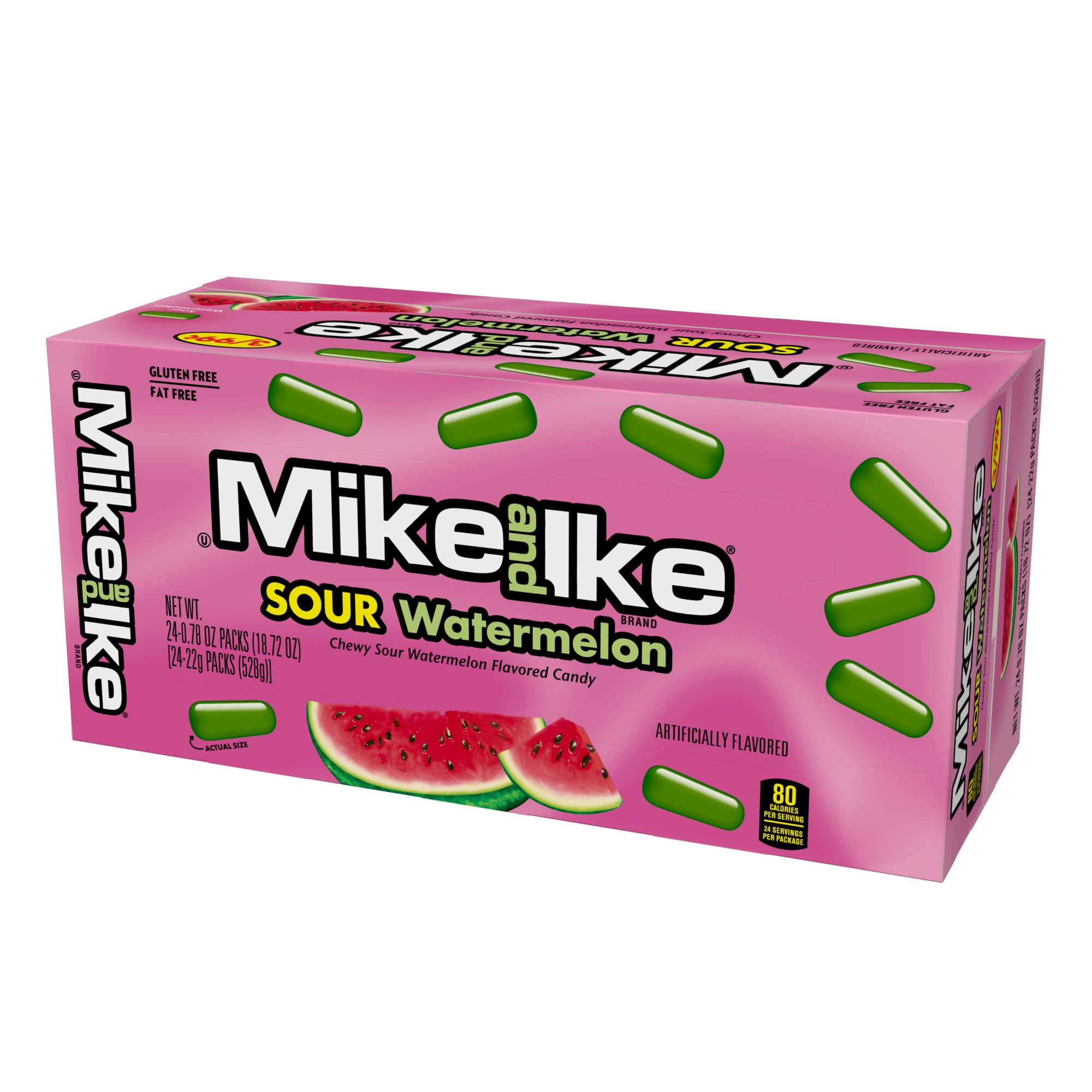 Sour Watermelon Candy Box - Chewy Green Candy for Vending Machines & Parties (Pack of 24)