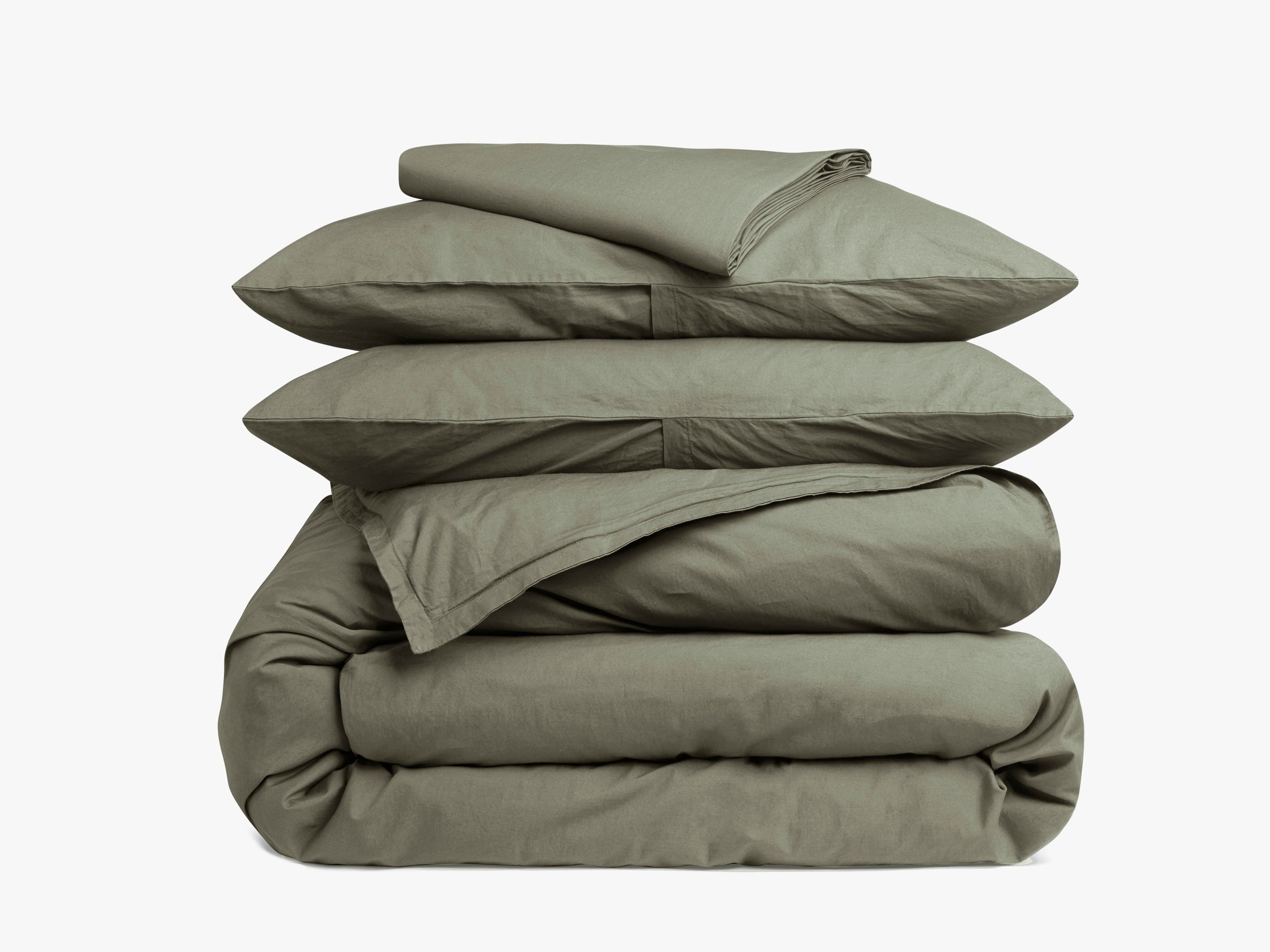 Luxury Percale Venice Bedding Set - Moss Green King/Cal King Size | Soft & Breathable Cotton Sheets for Ultimate Comfort | Perfect for Master Bedroom, Guest Room & Hotel Use