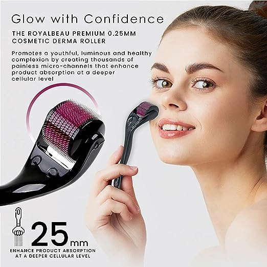 ELIIOUS Derma Roller with 540 Titanium Alloy Micro Needles - Hair Growth Treatment for Men & Women | Stimulates Hair Follicles, Reduces Hair Loss | Safe & Effective Beard & Scalp Care | Perfect for At-Home Hair Regrowth Therapy & Skin Rejuvenation