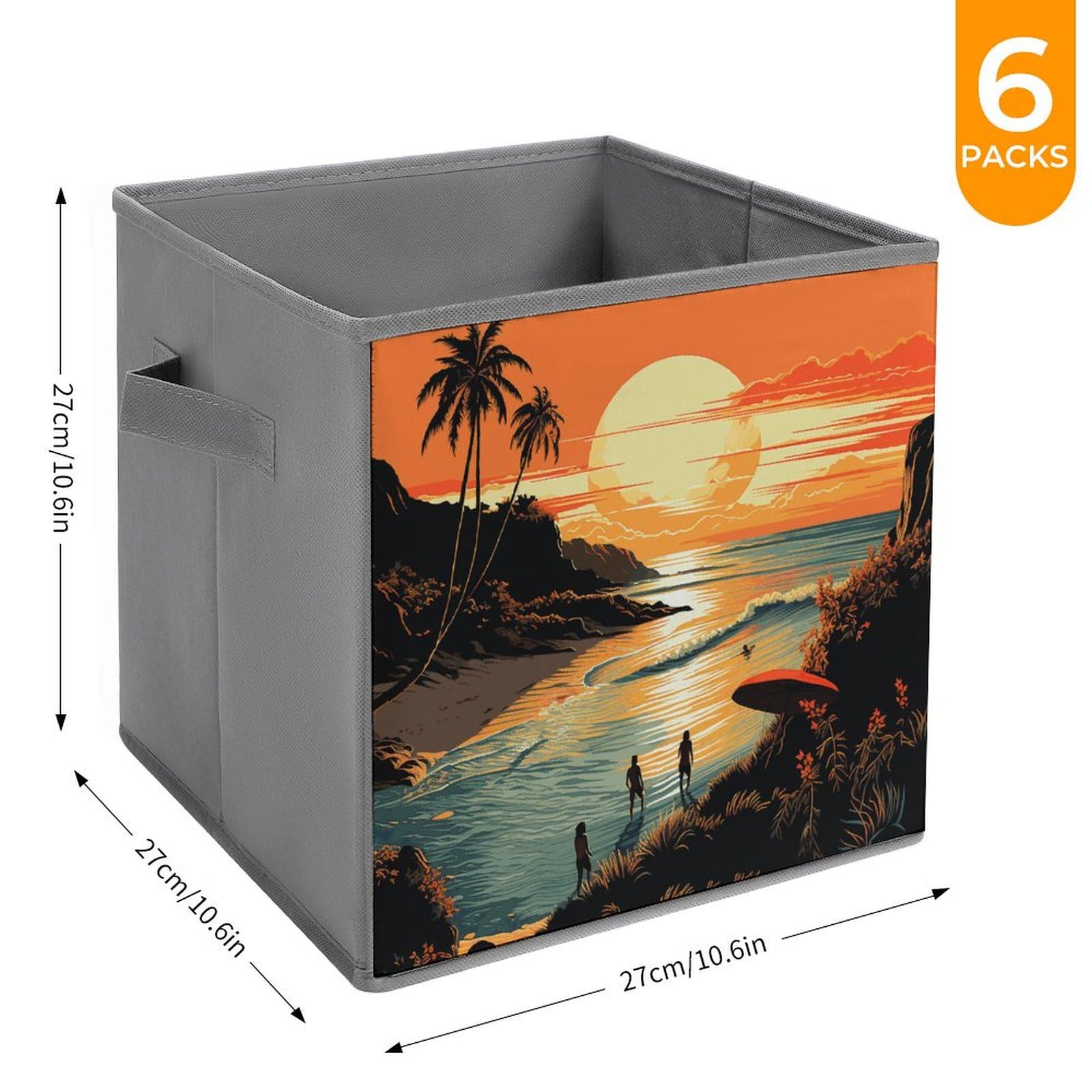 6-Pack Collapsible Storage Bins with Handles - Space Saving Foldable Storage Containers for Home Organization | Perfect for Shelves, Closets & Pantry Organization (Endless Summer Print)