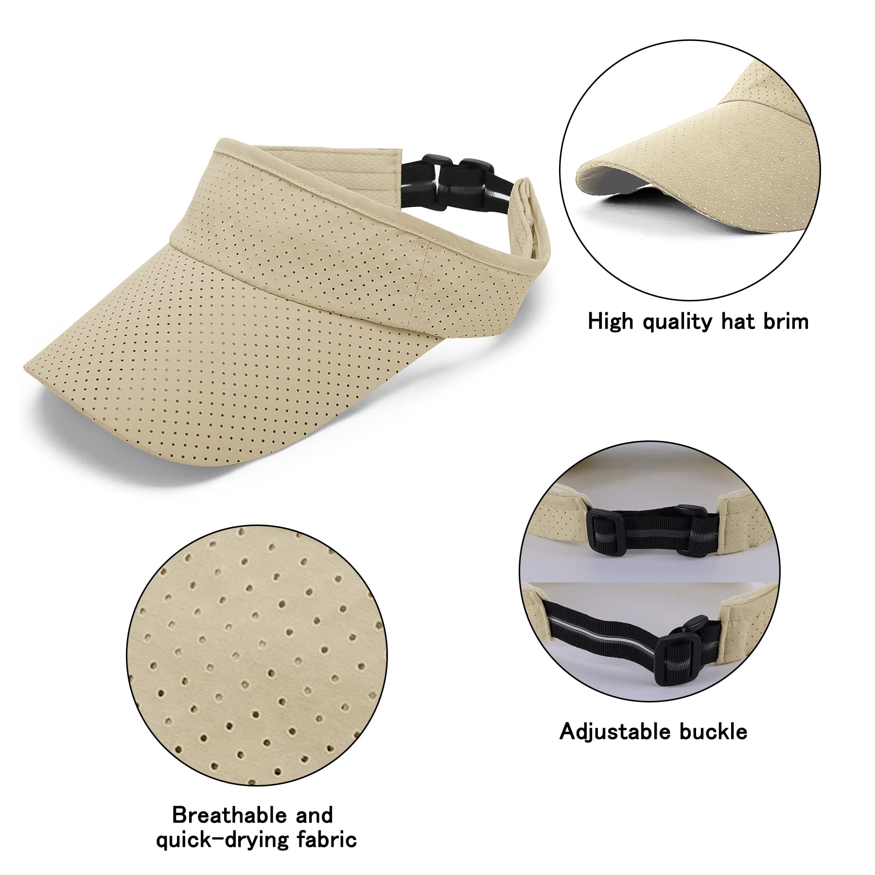 Women's Adjustable Sun Visor Hat - Cotton Twill Sports Cap for Golf, Beach, Running & Tennis - UV Protection Outdoor Sun Hat for Summer Activities