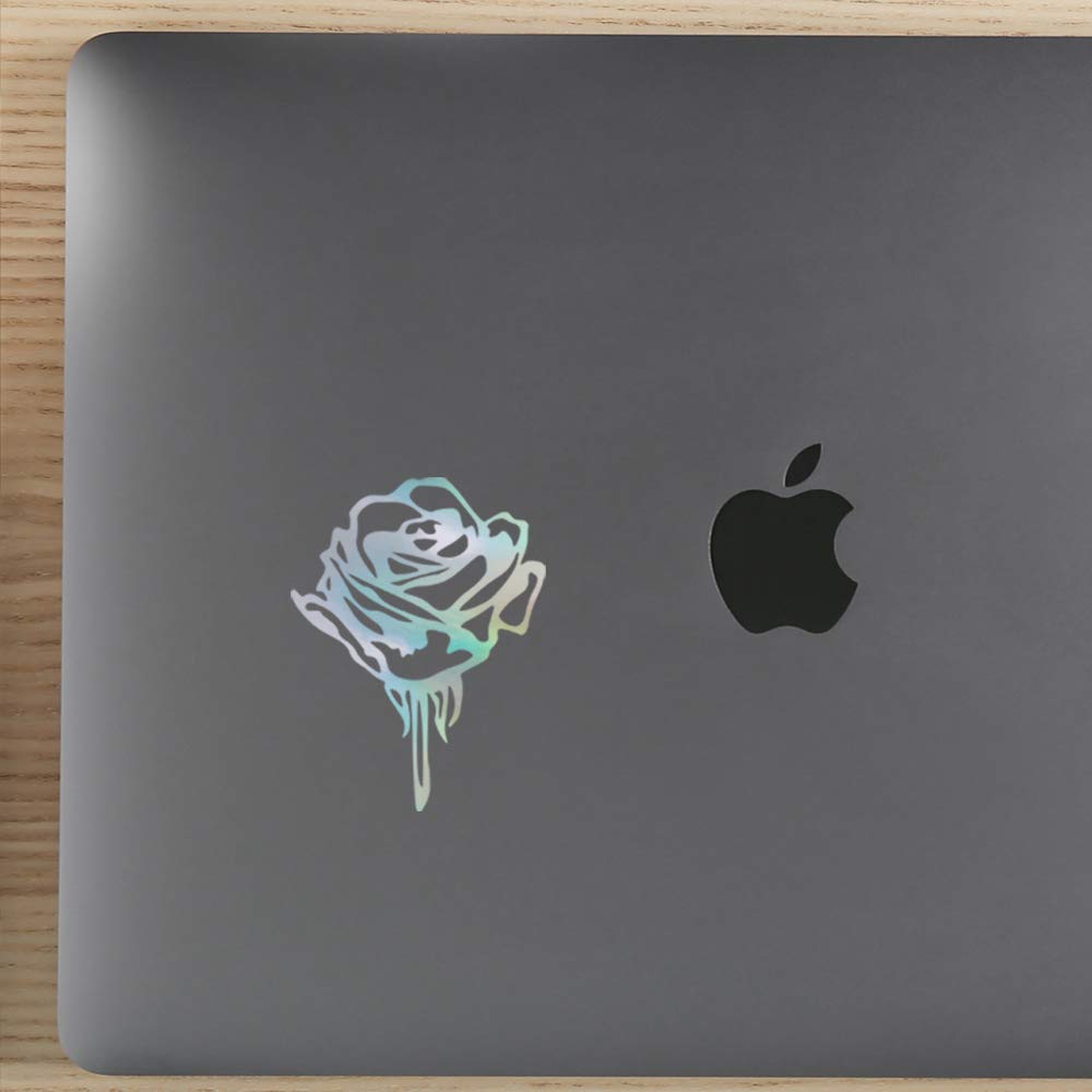 Holographic Rose Vinyl Decals - Set of 2 Premium Waterproof Stickers for Laptop, Phone, Helmet, Car Window | Durable Decorative Stickers for Mugs, Tumblers, Doors & Walls | Perfect for DIY Crafts & Home Office Decor