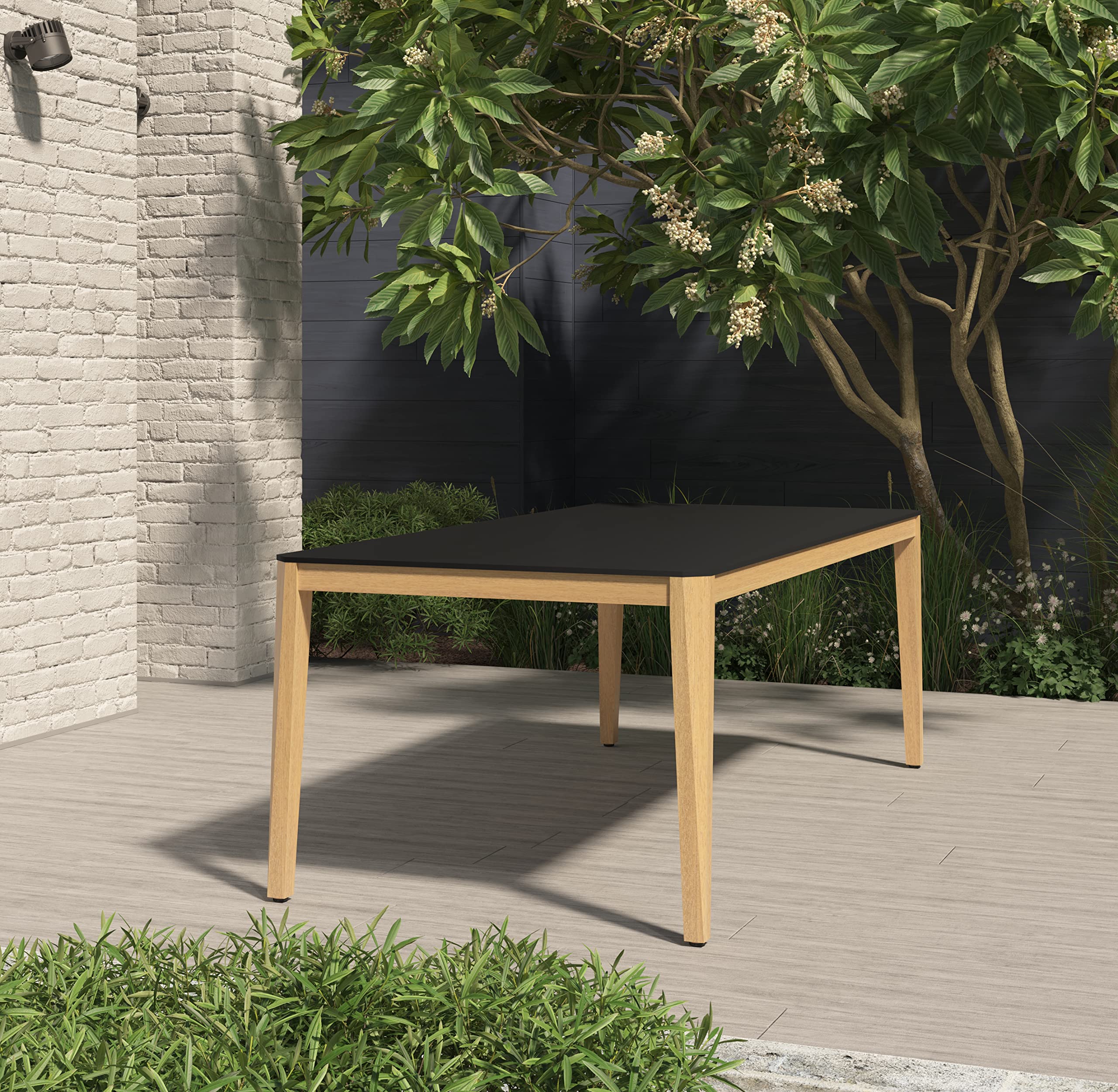 Urban Elements Eugène 9-Piece Patio Furniture Set - 100% FSC Certified Eucalyptus Wood with Teak Finish | Outdoor Dining Table & Chairs, Backyard Furniture Set in Black | Perfect for Garden Parties, Poolside Lounging & Al Fresco Dining