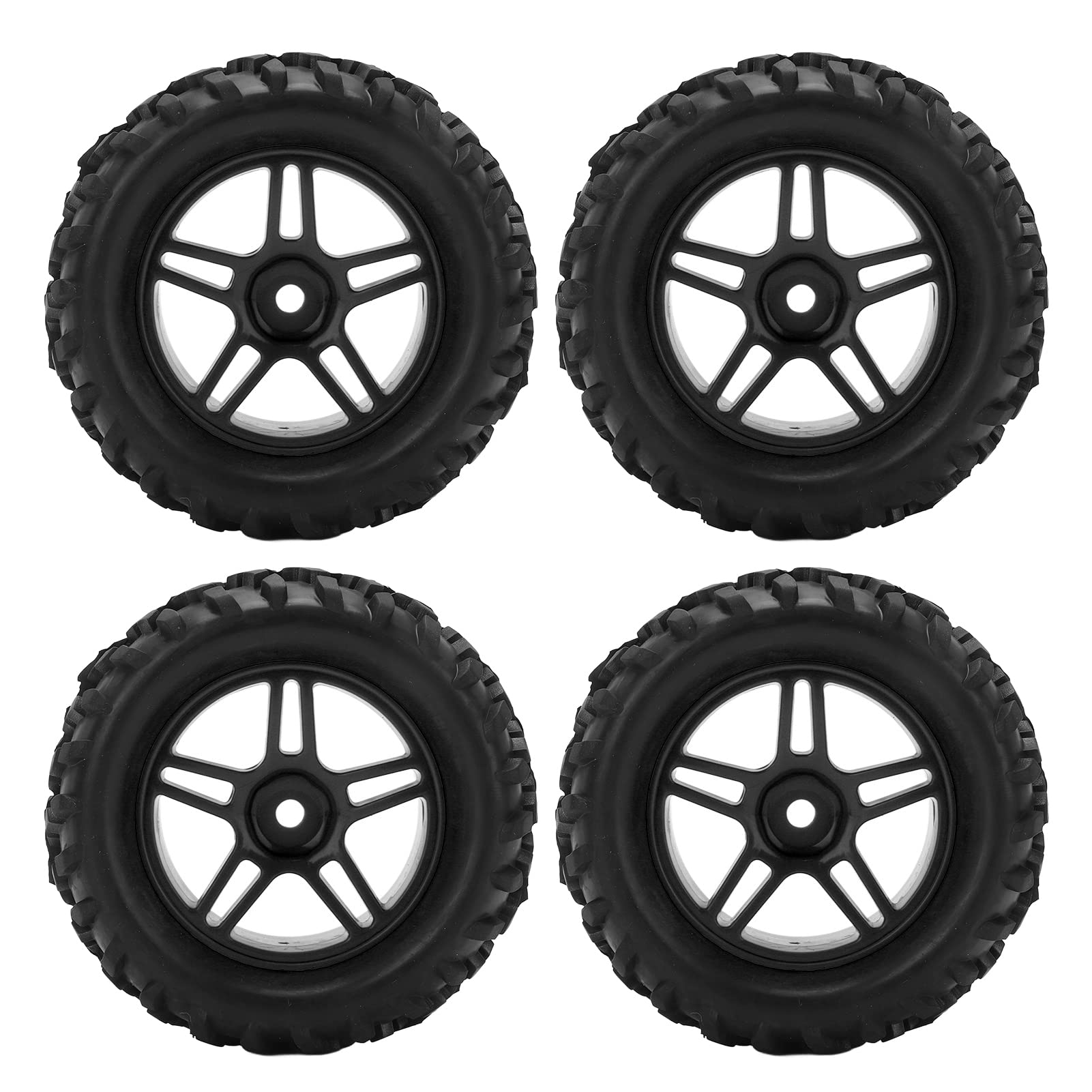 High-Performance RC Tires & Wheels Set - Durable Plastic Frame with Interlaced Pattern for WLToys 144001 1/14 Scale Off-Road RC Cars (Black) - Perfect for Racing, Crawling & Off-Road Adventures