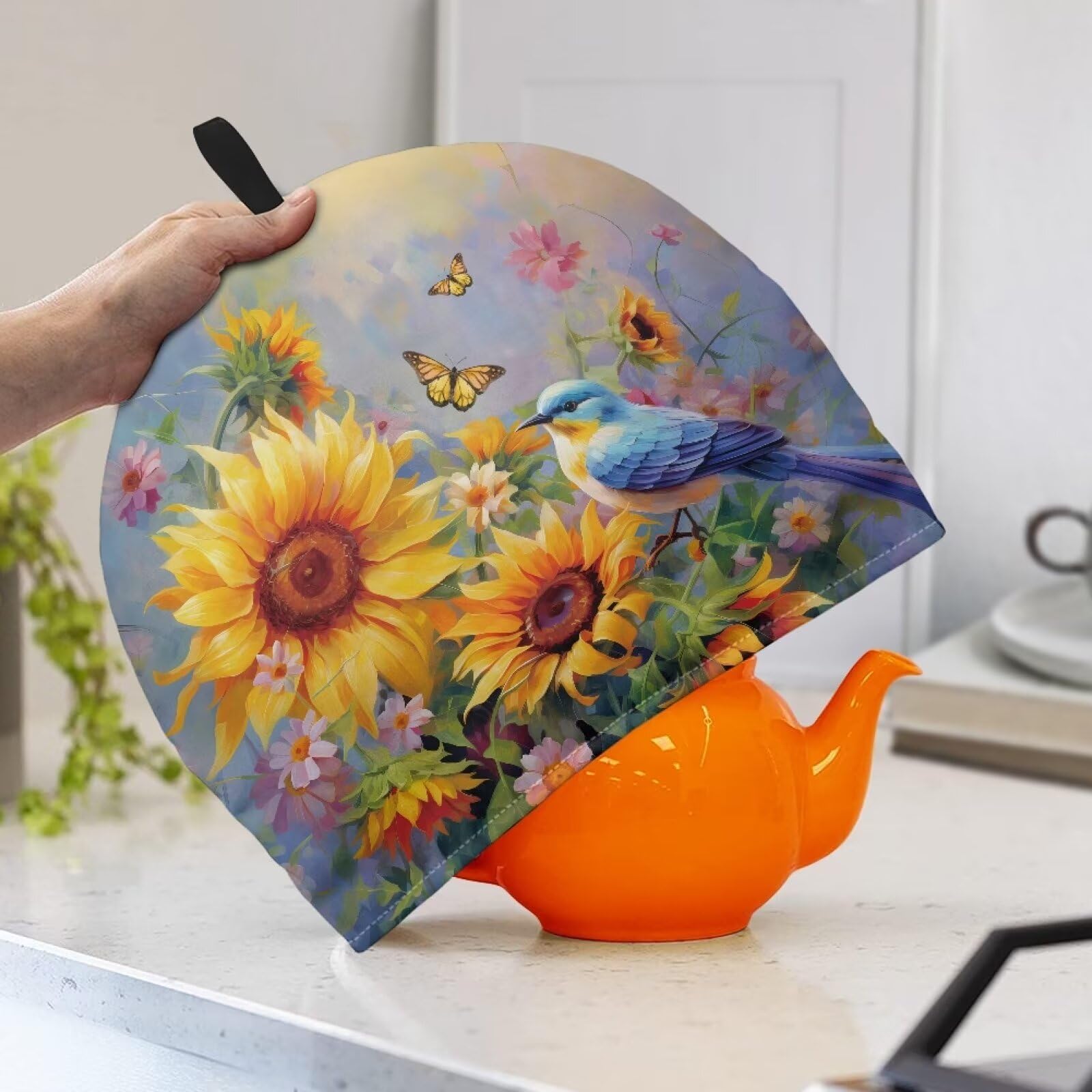 Hummingbird Tea Cozy for Teapot - Sunflower Design Insulated Tea Pot Cover for Keeping Warm - Perfect for English Tea Time, Afternoon Tea, and Cozy Home Decor