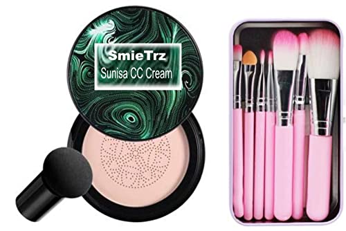 SMIETRZ Oil Control Compact Powder - Long Lasting Matte Finish Makeup for Women & Girls | All Skin Types | Includes Hello Kitty Pink Makeup Brushes Set | Perfect for Daily Use, Touch-Ups, and On-the-Go Makeup Application