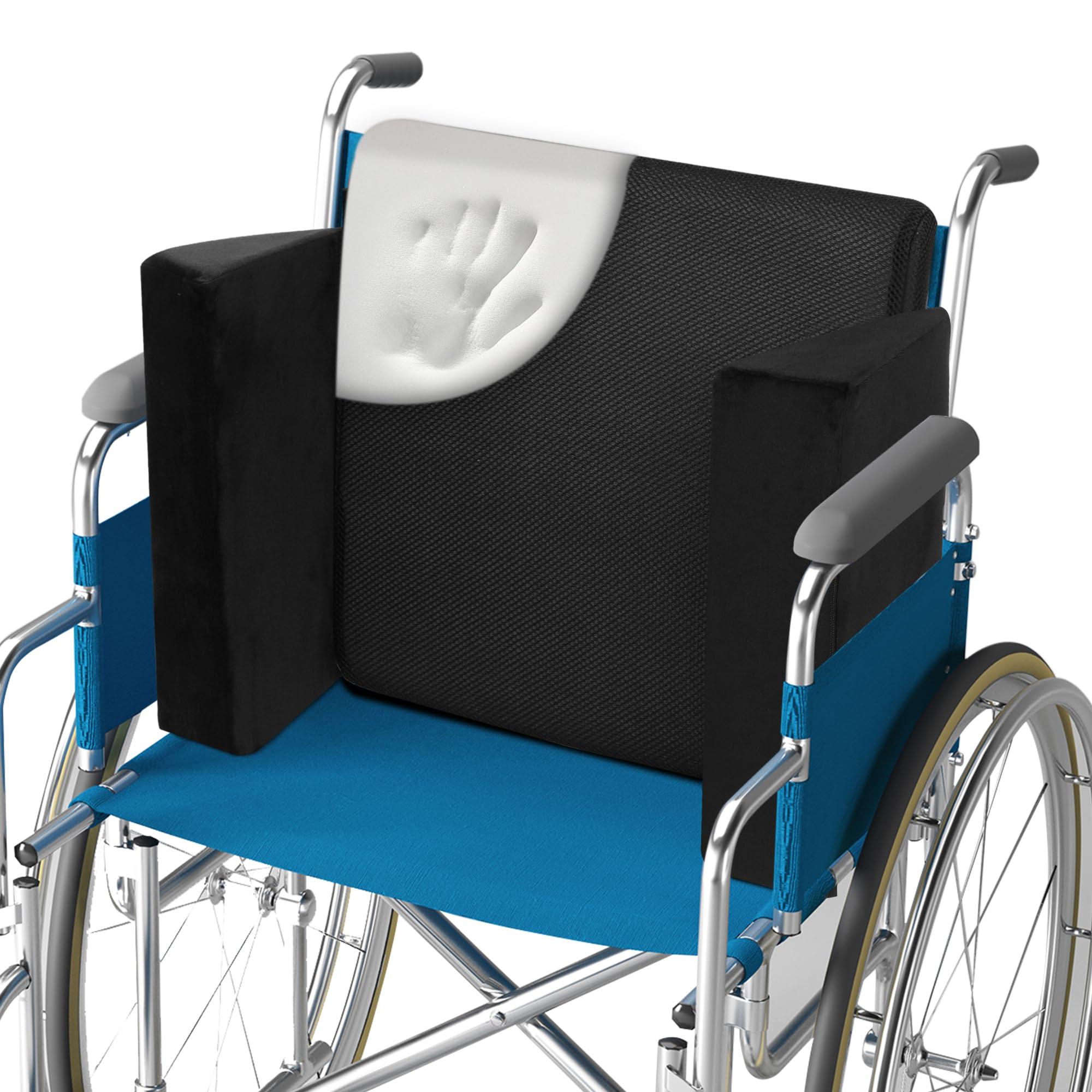 HOMBYS Lateral Support Wheelchair Cushion - Adjustable High Density Foam Back Support with Side Bolsters - Lumbar Pillow for Low Back Pain Relief - Ideal for Office Chairs, Wheelchairs & Home Use
