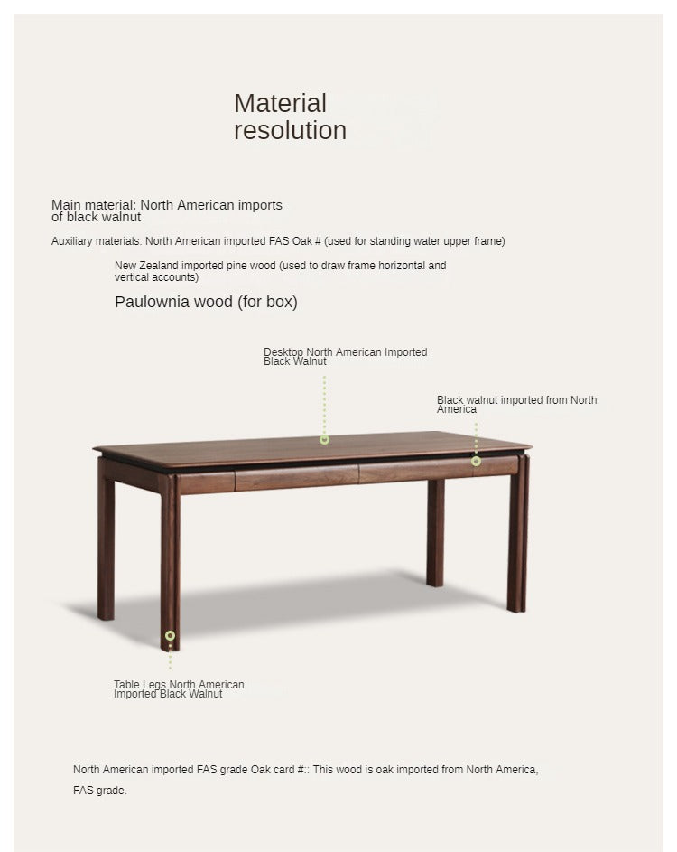 Premium Black Walnut Solid Wood Modern Large Office Desk - Executive Workstation for Home & Business Use, Durable Writing Table for Conference Rooms & Professional Spaces
