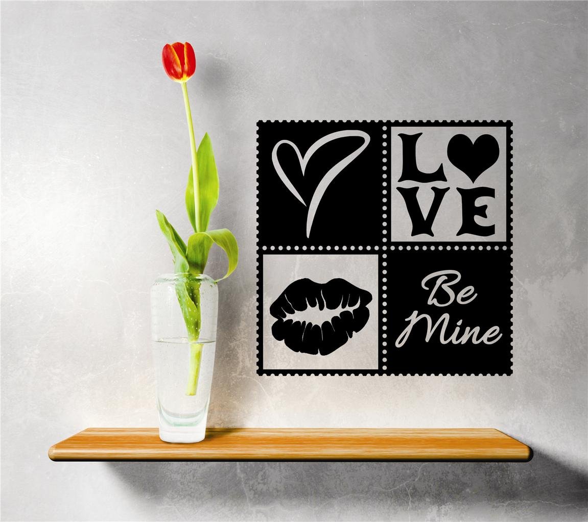 Be Mine Love Lip Wall Decals - DIY Removable Bedroom Stickers for Home Decor (27x27 inches) - Perfect for Valentine's Day, Anniversary Gifts & Romantic Room Makeover