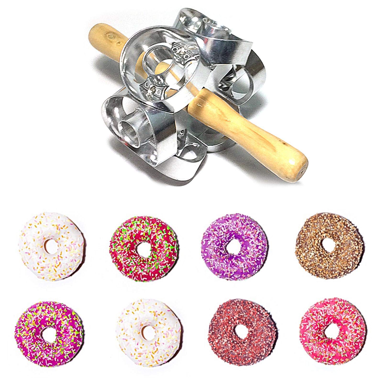 Premium Revolving Donut Cutter - Food Grade Stainless Steel Donut Maker Mold - Professional Pastry Dough Roller for Baking - Perfect for Home Kitchens, Bakeries & Donut Shops - Create Perfect Donuts, Cookies & Pastries Every Time