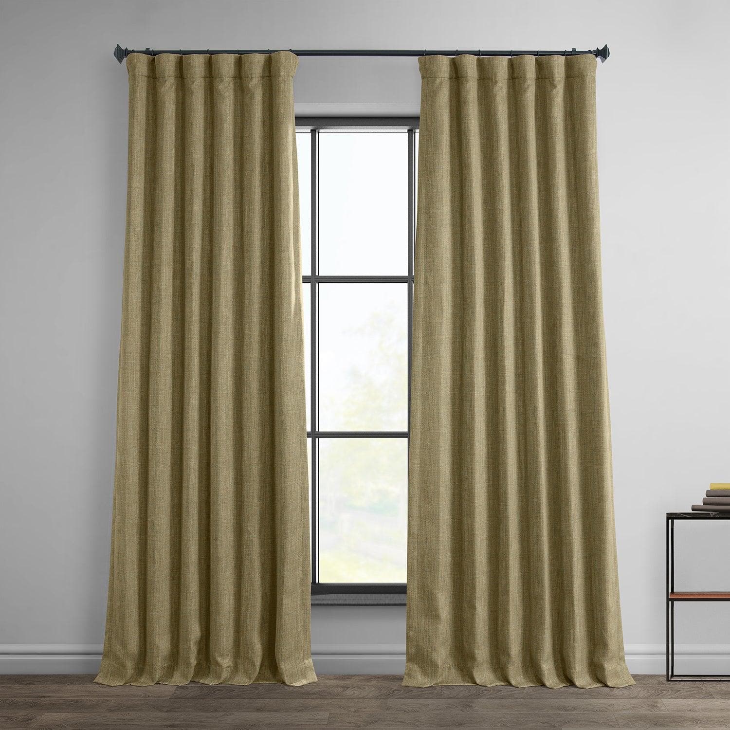 Nomad Tan Textured Faux Linen Blackout Curtains - Light Blocking Window Drapes for Bedroom, Living Room & Home Theater