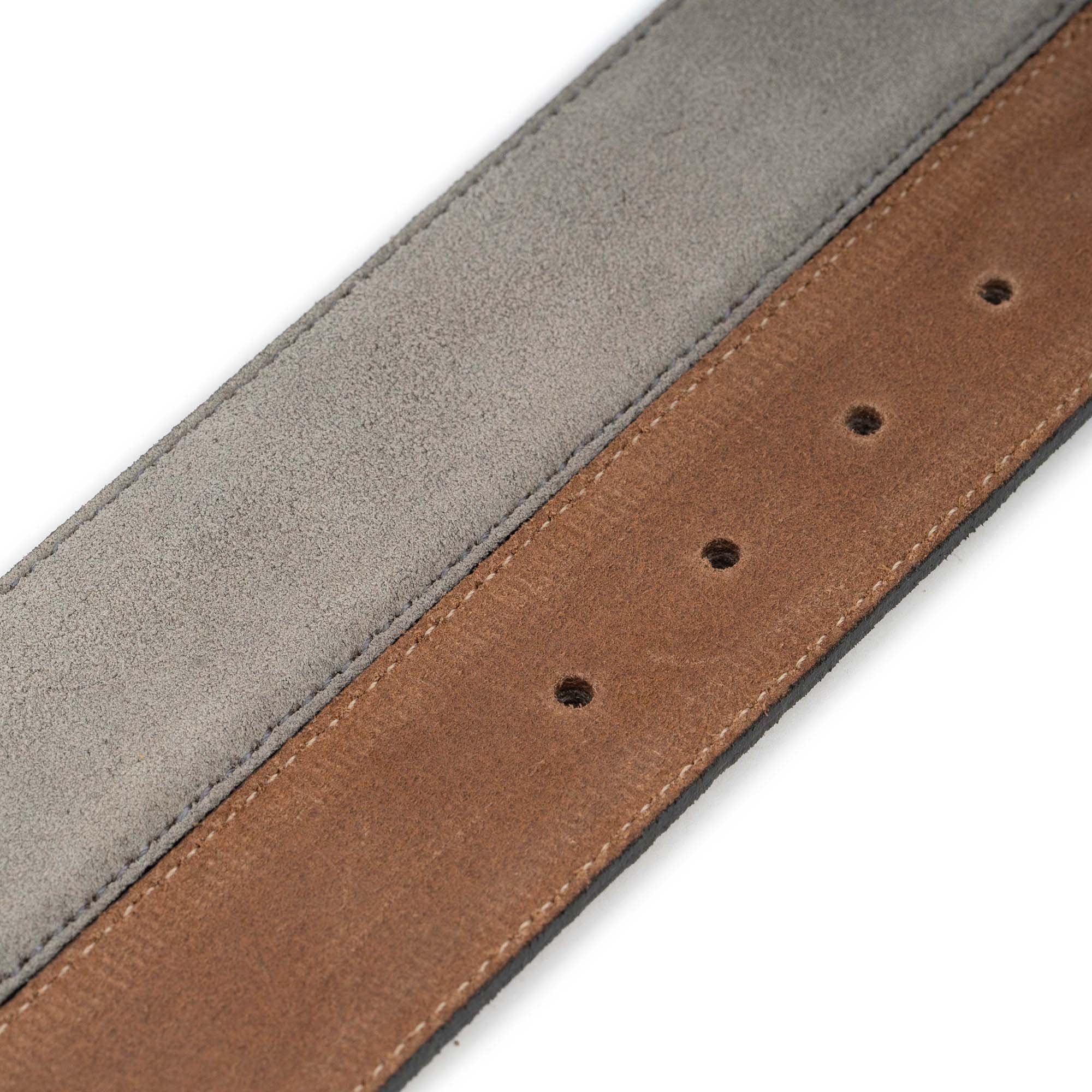 Light Gray Suede Belt Strap for Ferragamo Buckles with Brown Loops - 3.8cm Width - Premium Replacement Belt for Dress Pants & Formal Attire