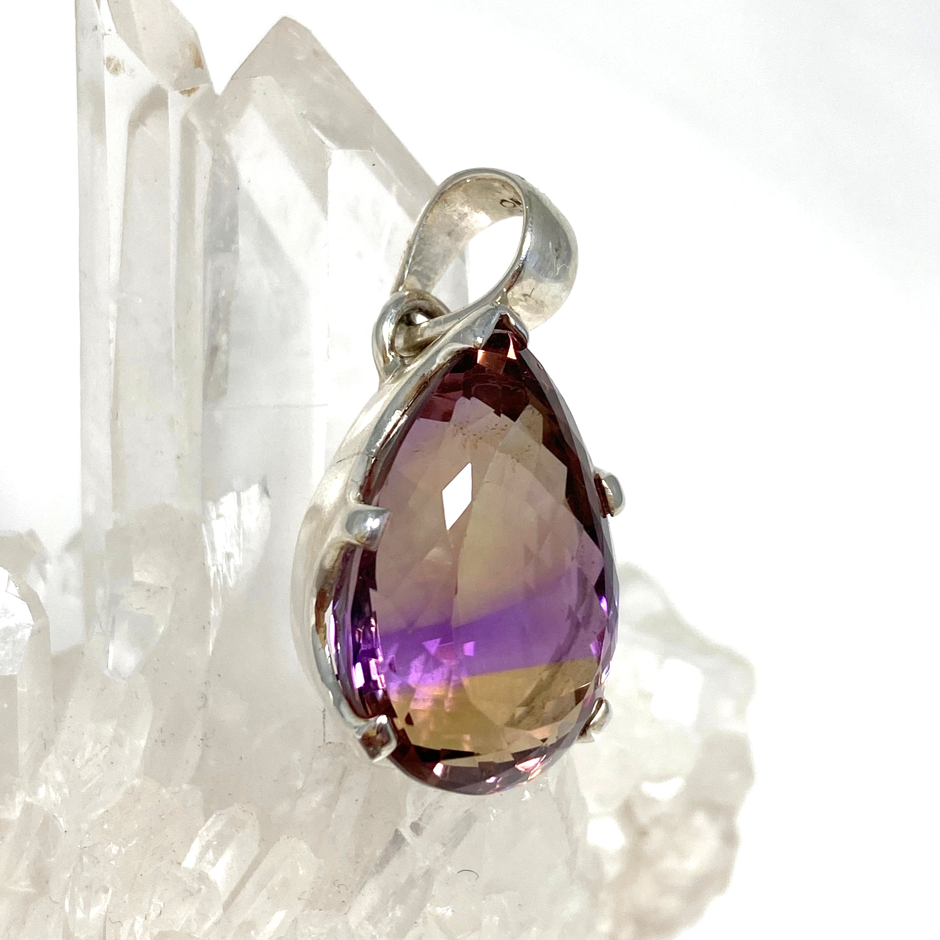 Natural Ametrine Teardrop Faceted Pendant Necklace - 925 Sterling Silver Jewelry PPGJ777 | Elegant Gift for Women, Bridesmaids & Birthday | Perfect for Weddings, Parties & Special Occasions
