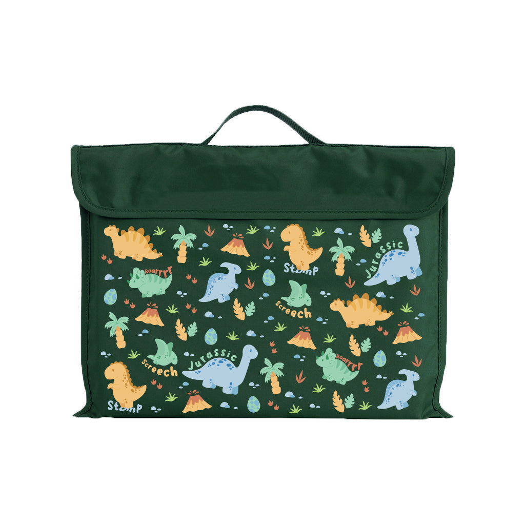 Dinosaur Themed Eco-Friendly Reusable Library Book Bag - Perfect for School, Grocery Shopping & Outdoor Adventures