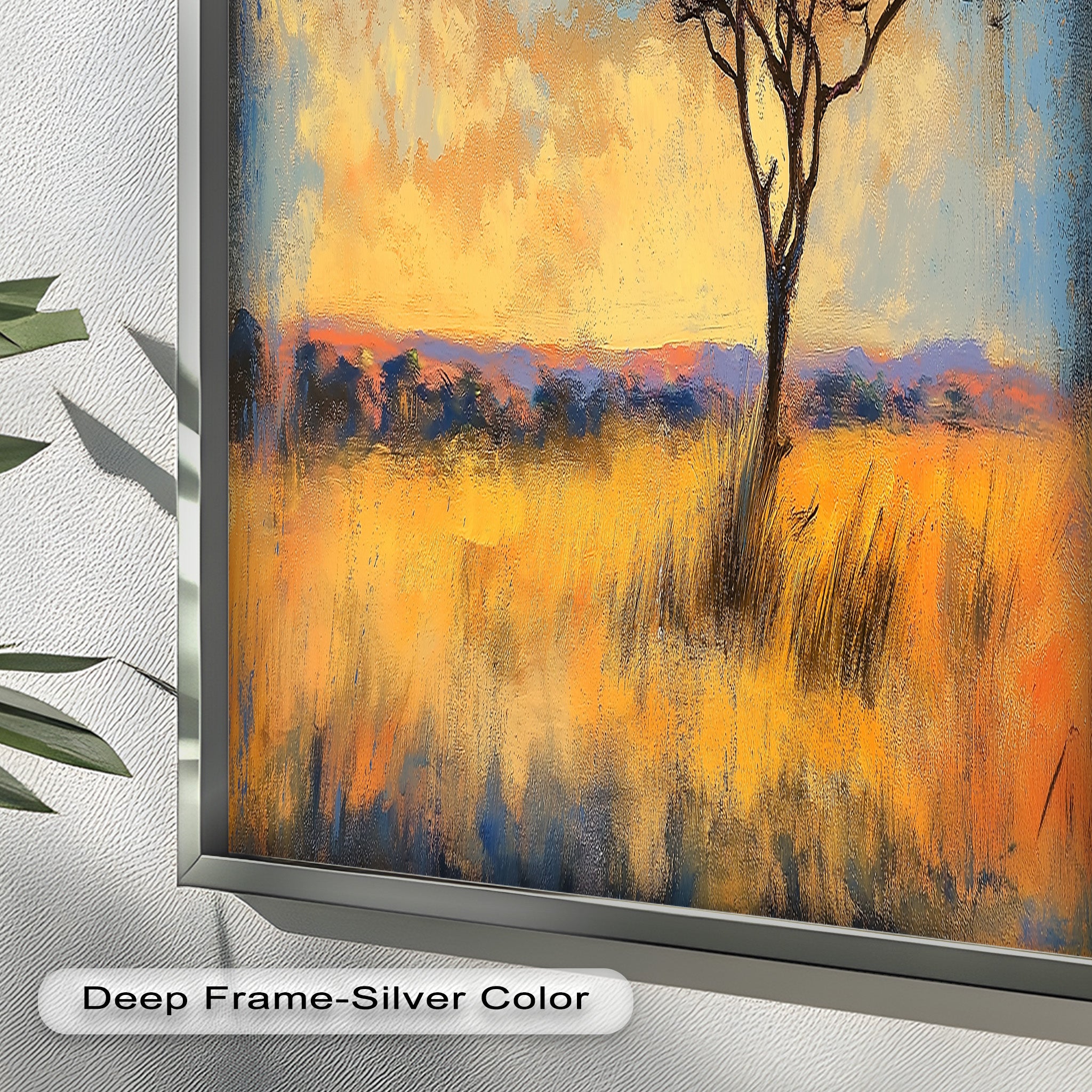 African Savannah Tree Wall Art - Handmade Landscape Oil Painting for Living Room & Bedroom Decor