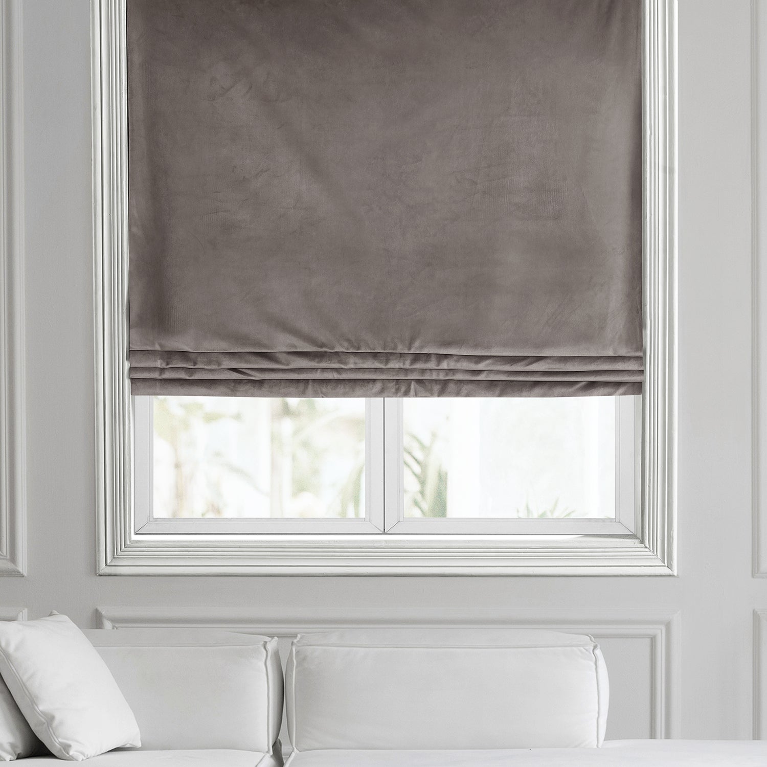 Premium Taupe Heritage Plush Velvet Roman Shade - Blackout Window Treatment for Bedroom & Living Room - Elegant Home Decor with Light Filtering & Privacy Protection