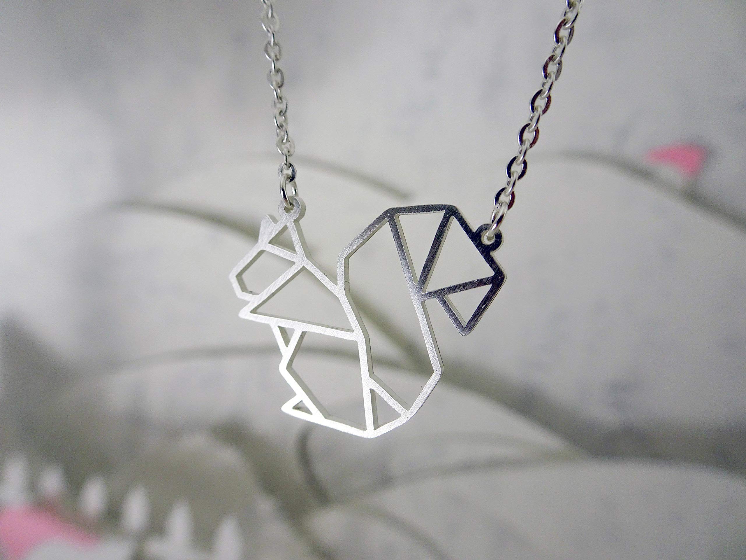 925 Sterling Silver Squirrel Origami Jewelry & Geometric Pendant Necklace for Women - Elegant Animal Jewelry Gift for Her - Perfect for Casual Wear, Date Nights & Special Occasions