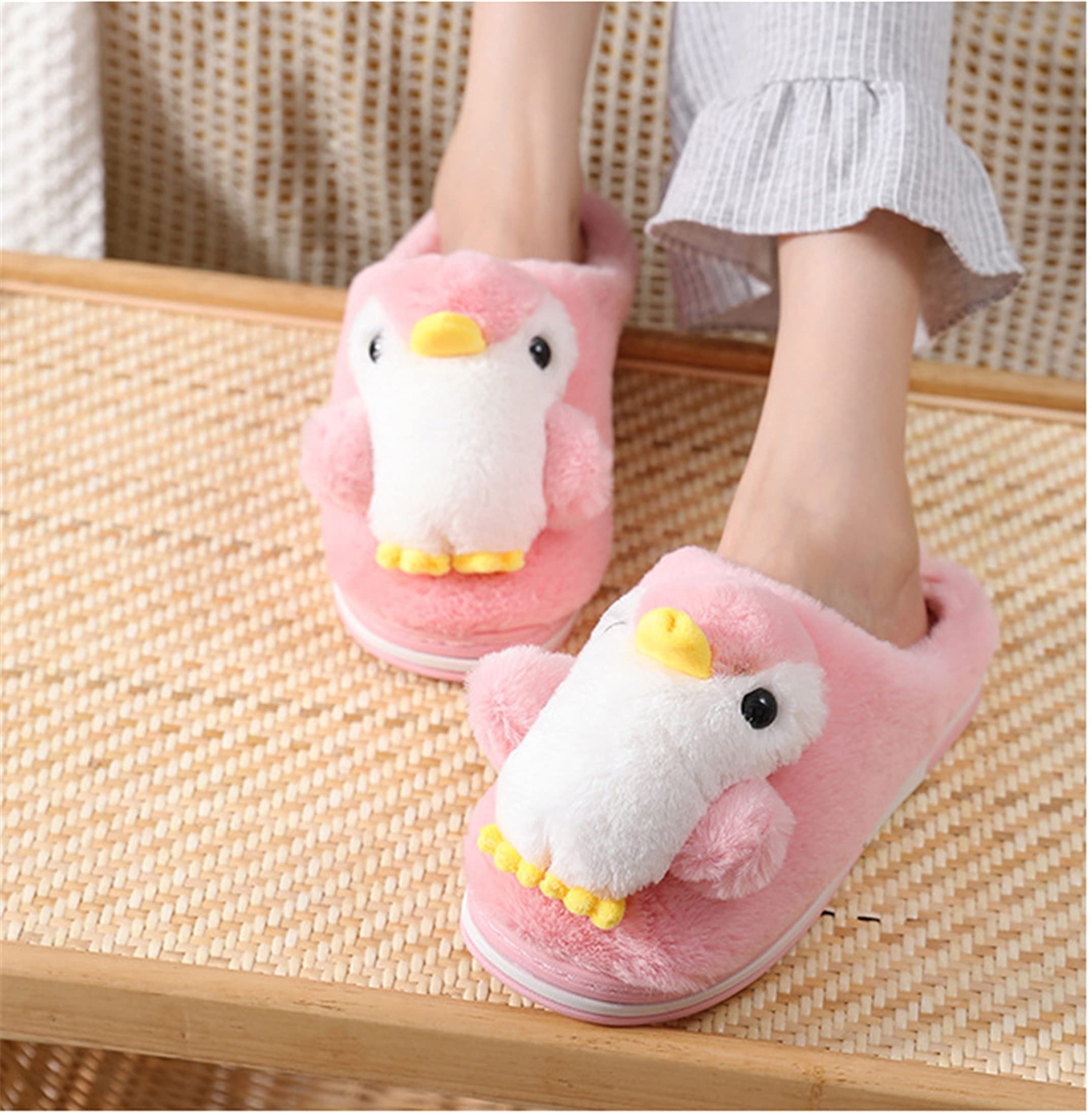 YILANLAN Women's Plush Winter Slippers - Cozy Animal Design Penguin House Shoes for Indoor Comfort & Warmth - Perfect for Home, Lounge, and Cold Weather Wear
