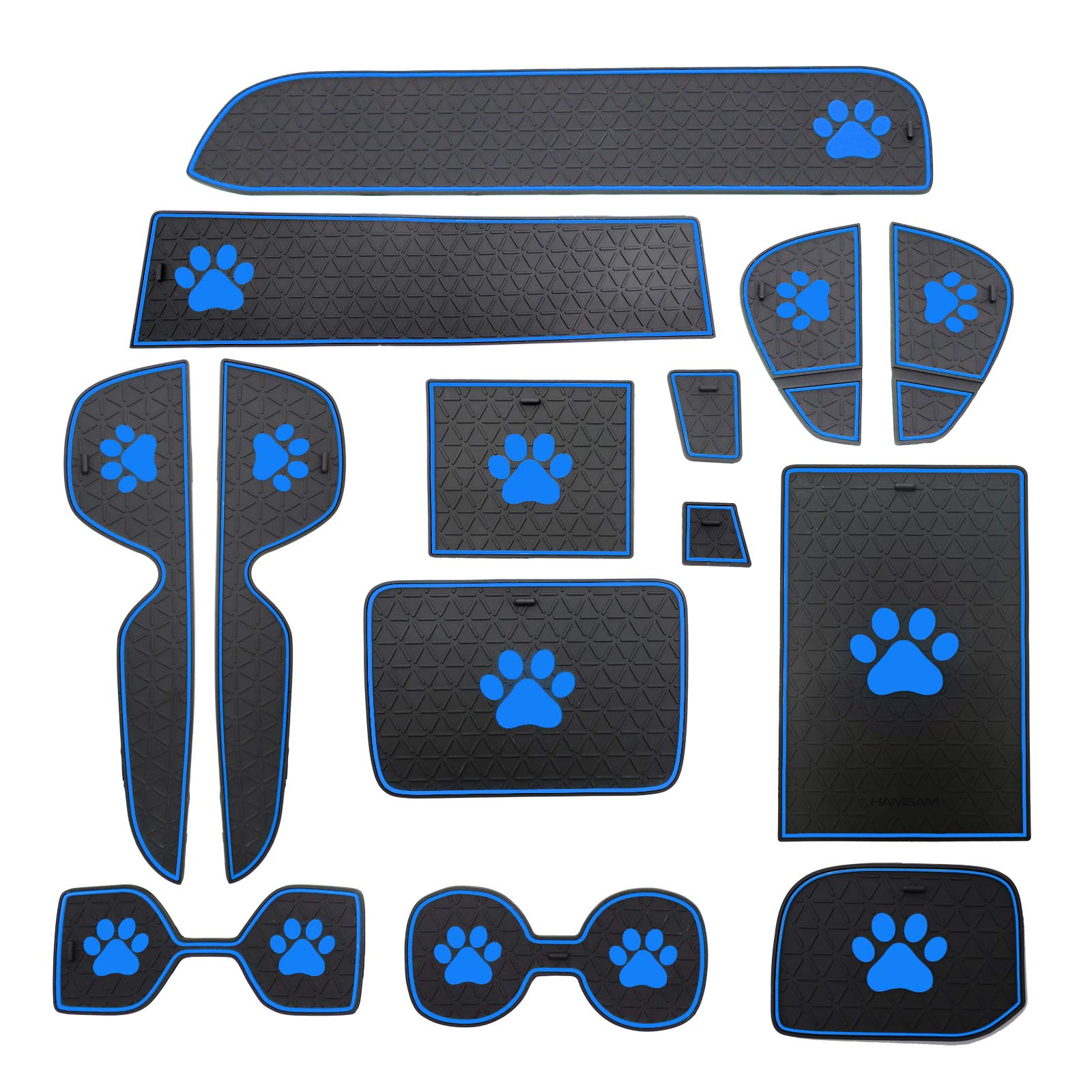 Premium Custom Interior Accessories for Toyota RAV4 2019-2021 - 14pc Anti-Dust Cup Holder Inserts, Door Pocket Liners & Console Mats (Blue Trim) - Perfect for Car Organization & Interior Protection