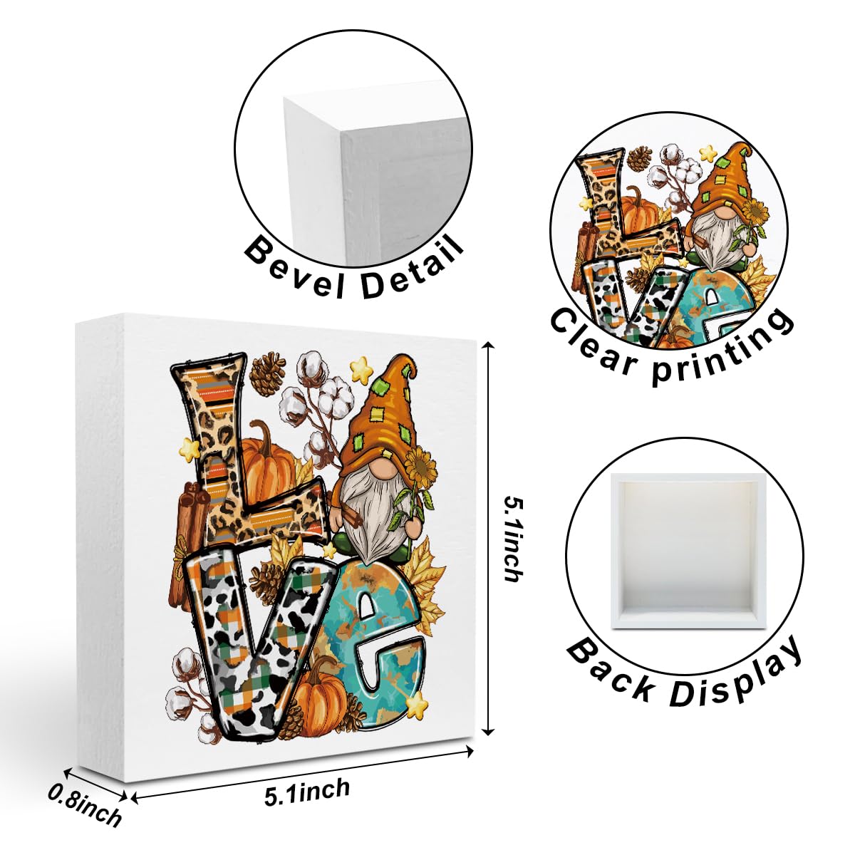 Fall Gnome Decorations for Home - Western Wood Box Sign with Sunflower Gnome, Farmhouse Office & Bedroom Decor - Perfect for Autumn Thanksgiving & Seasonal Home Styling