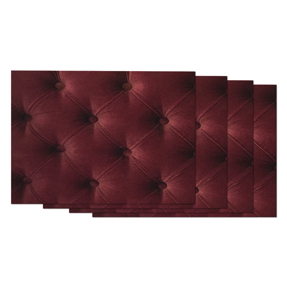 AOYEGO 4-Piece Burgundy Royal Coach Pattern Sofa Placemats Set - 12x18 Inch Cotton Linen Table Mats for Dining Room, Living Room & Home Decor - Elegant Table Protection for Daily Use & Special Occasions