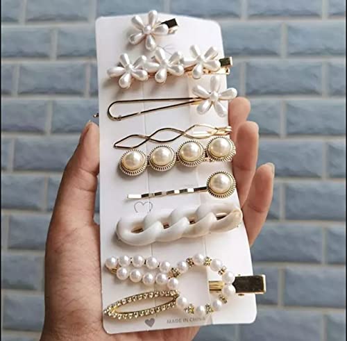 White 8Pin Hair Clips