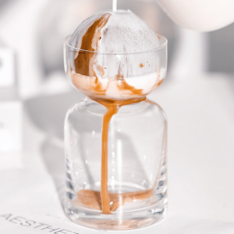 Premium Hourglass Glass Cup with Reusable Straw - Perfect for Smoothies, Iced Coffee & Cold Drinks at Home, Office or Gym