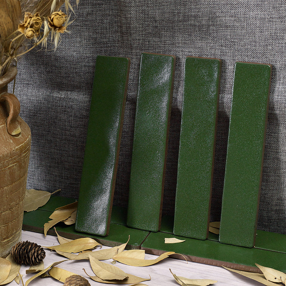 Handmade Mykonos Hunter Green 50X250 Zellige Matte Subway Tile - Perfect for Kitchen Backsplash, Bathroom Walls & Mediterranean Style Home Decor