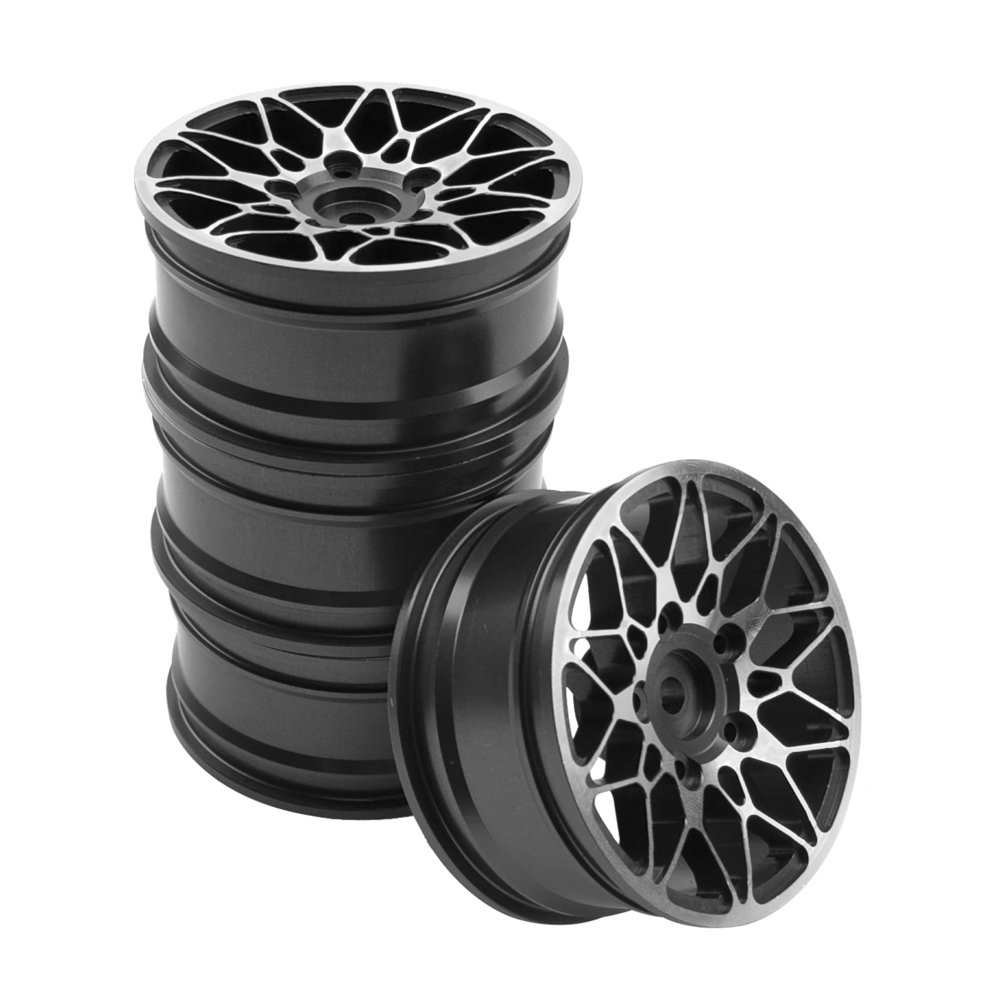 ShareGoo 12mm Hex Metal Wheel Rims for 1/10 RC Drift & On-Road Racing - Compatible with HSP, Tamiya, Kyosho, RedCat, Sakura, WLtoys - Universal Black RC Car Wheels for Touring & Drift Scenes