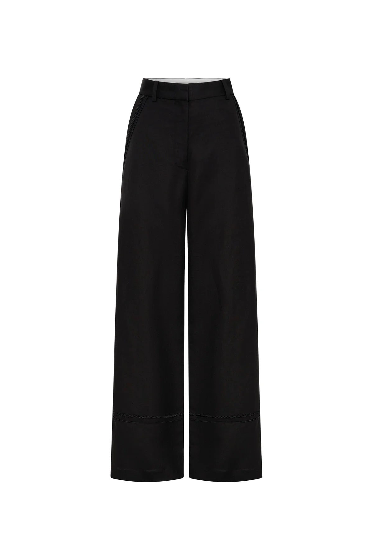 Fortuna Women's Black Stretch Pants - Comfortable High Waist Trousers for Work, Office & Casual Wear