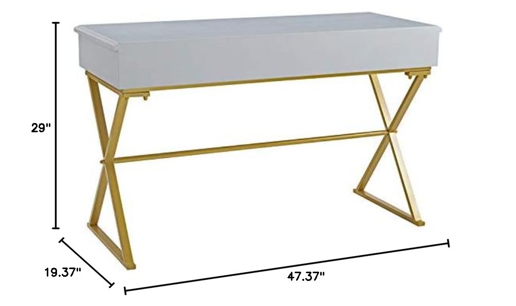 UrbanPro Transitional Two Drawer Wood and Metal Desk in Gray - Modern Home Office & Study Desk for Small Spaces, Dorm Rooms & Workstations
