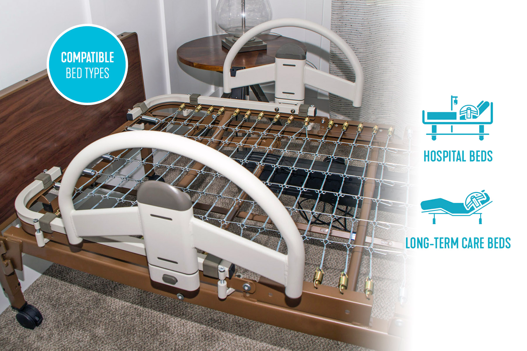 EZ Click LTC Bed Handle - Adjustable Assist Rail for Elderly & Disabled - Home Safety Mobility Aid for Getting In/Out of Bed - Ideal for Seniors, Post-Surgery Recovery & Home Care Use