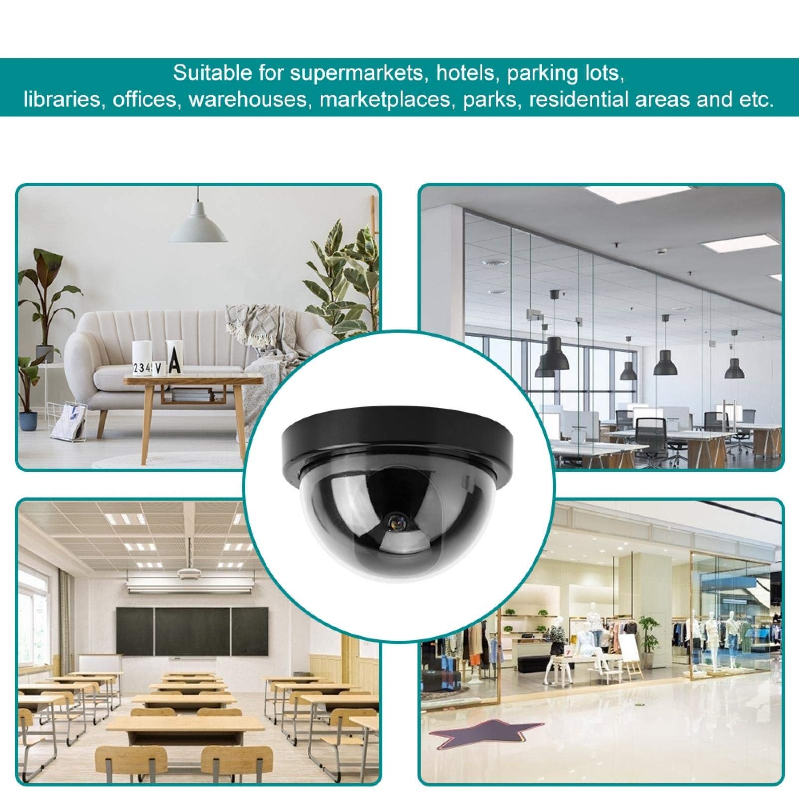 4-Pack Black ABS Dummy Dome Security Cameras - Fake Surveillance Camera for Supermarkets, Hotels & Home Security | Deter Crime & Enhance Safety