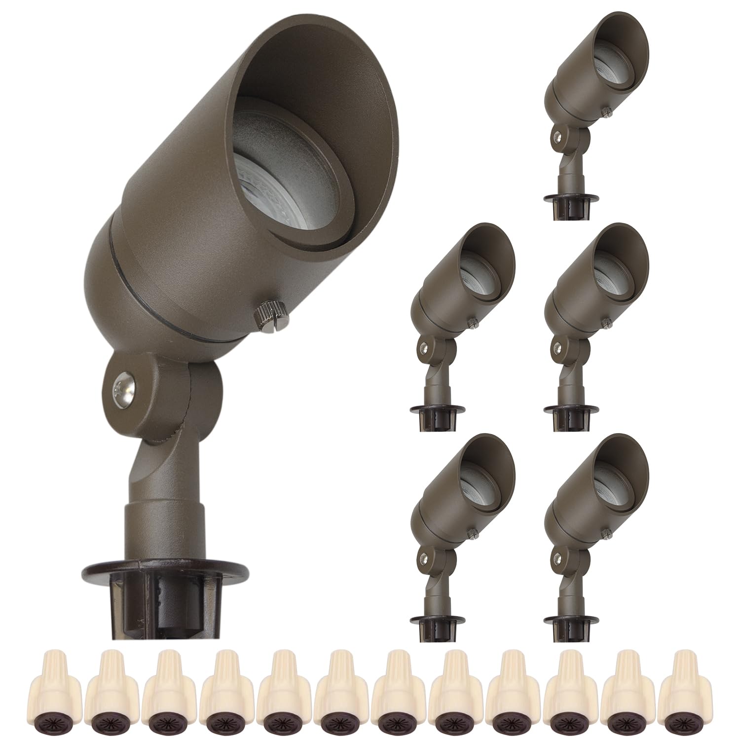 Lumina Lighting® 4W 12V Low Voltage LED Landscape Spotlights - Warm White Waterproof Outdoor Lighting for Garden, Lawn, Porch, Patio & Yard - Bronze (6-Pack) | Perfect for Pathway Illumination, Tree Uplighting & Architectural Accents