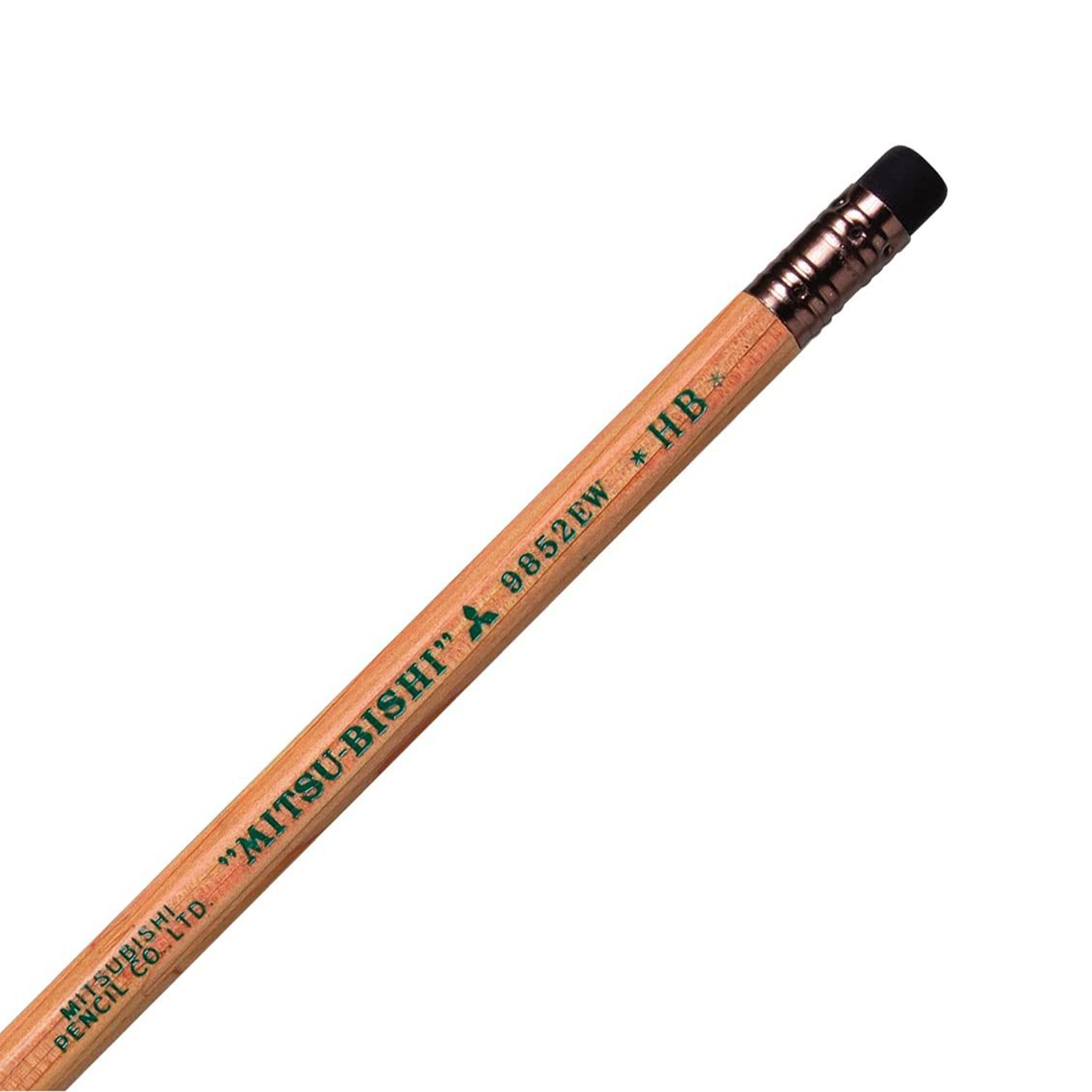 Premium HB Wooden Pencils - 12 Pack #9852 EW by Mitsubishi Pencil for School, Office & Art Sketching - Smooth Writing & Durable Graphite Core